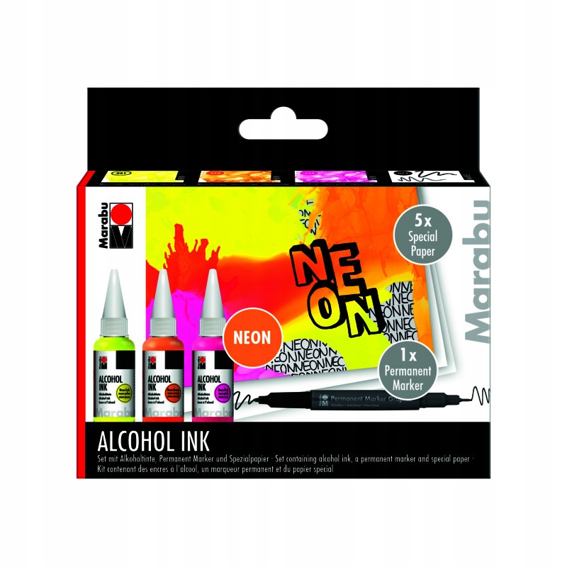 SmartMax Marabu Alcohol Ink set NEON (3x20ml) – Twórz unikalne dzieła sztuki