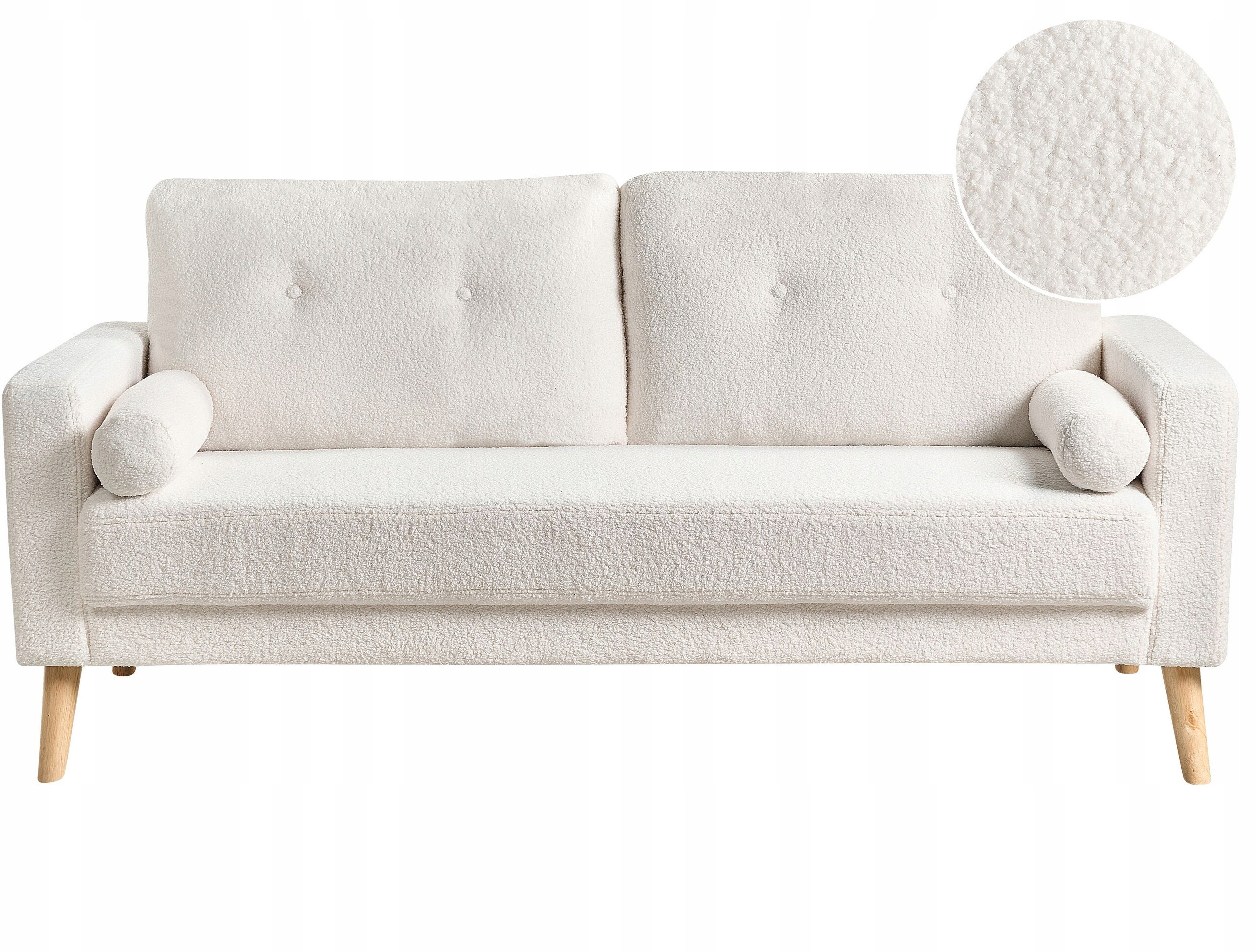 Sofa 2-osobowa teddy złamana biel KALMAR – Komfort i styl w Twoim salonie
