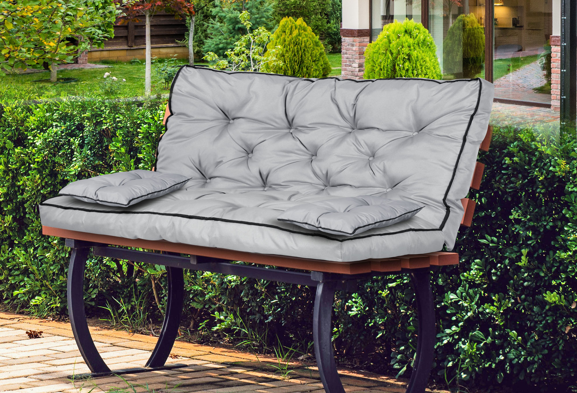 Zestaw ogrodowy wysoki bok z lamówką 120x60x50 cm szary – Komfort i styl w Twoim ogrodzie