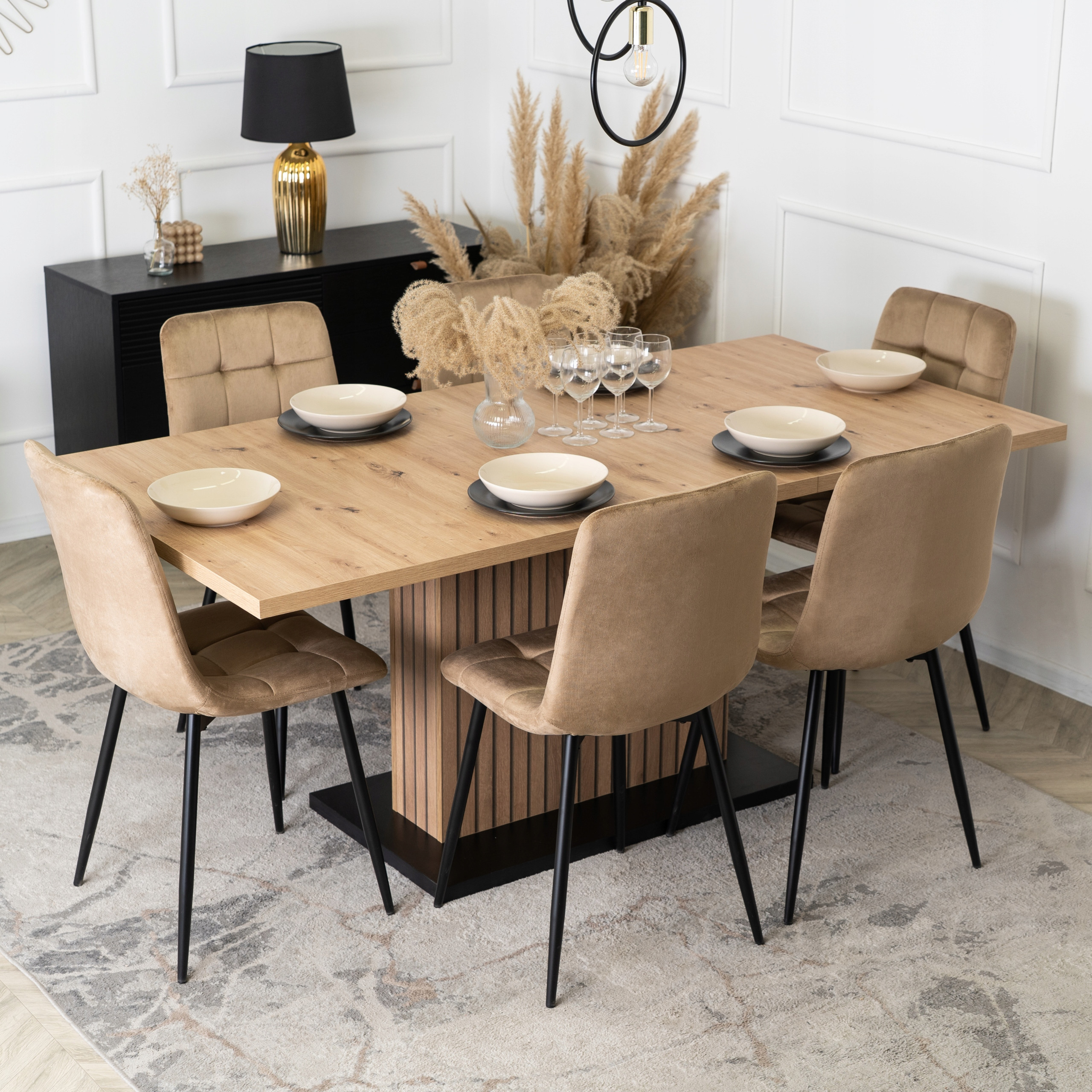 Stół Rozkładany do Jadalni Kuchenny do Salonu Dąb Artisan GIGANT 130-180 cm – Elegancja i funkcjonalność w Twoim wnętrzu