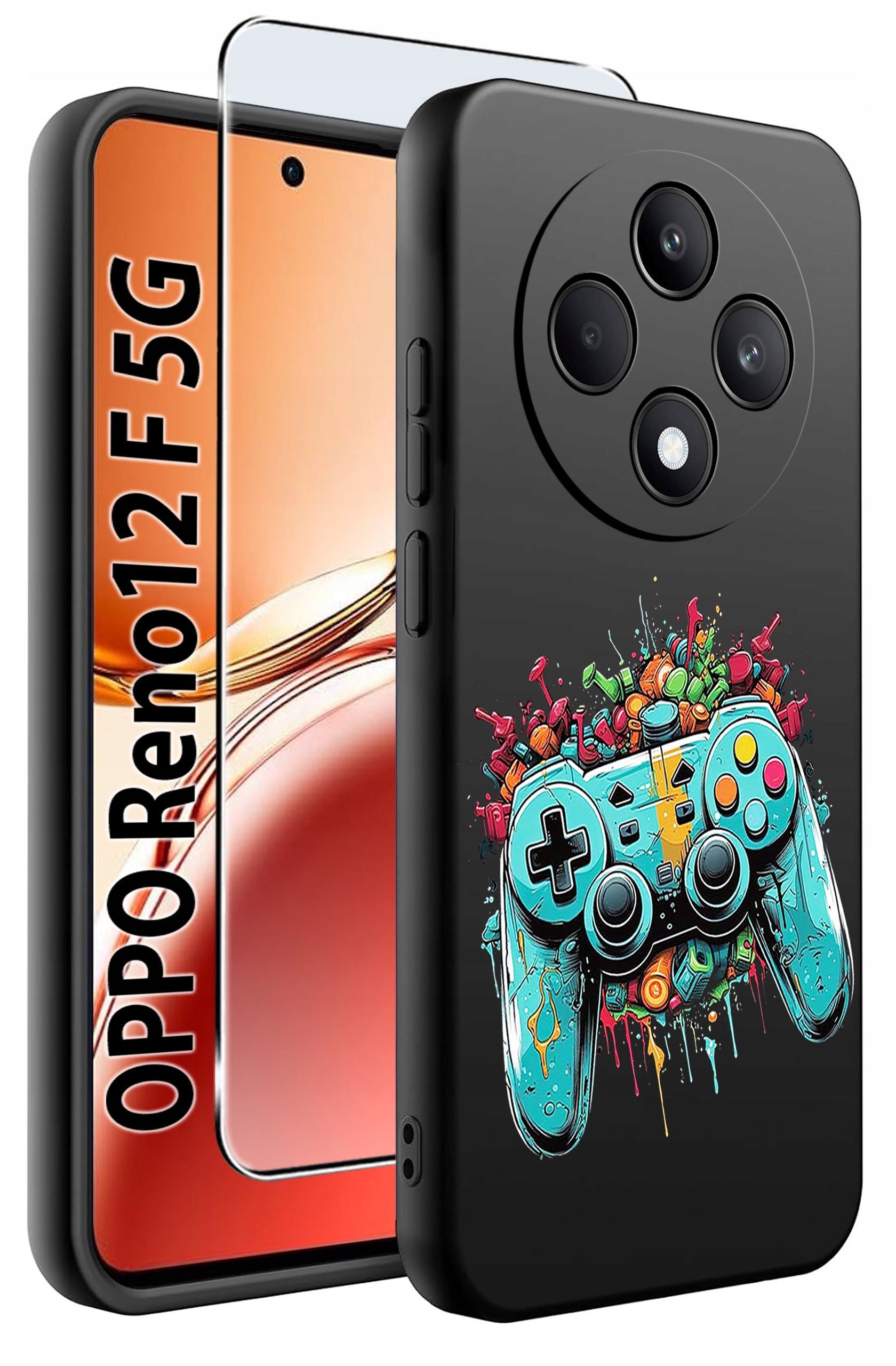 Etui do Oppo Reno 12 F 5G | 12 FS 5G WZORY | Silikonowe Matt Case + Szkło Hartowane 9H