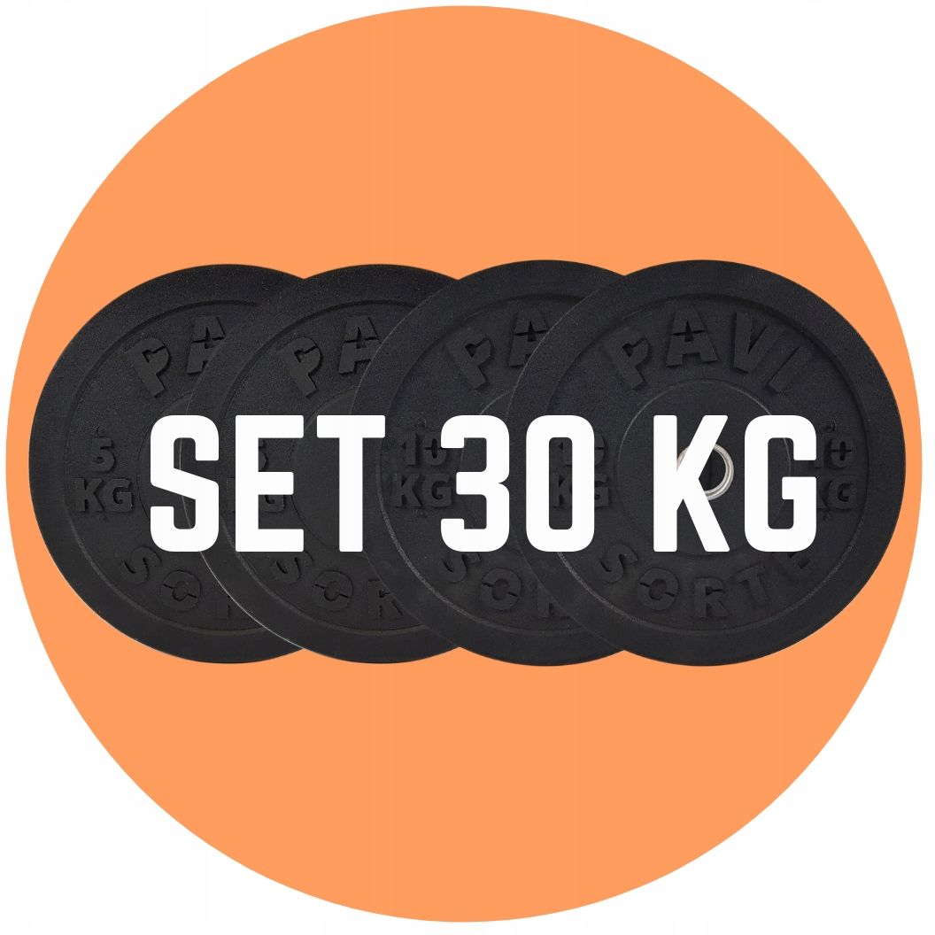 BUMPERY OBCIĄŻENIA OLIMPIJSKIE PAVI SORTE 30KG Średnica otworu 51 mm