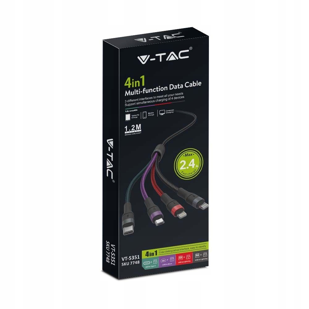 Natężenie prądu 2,4A – Szybkie ładowanie i transfer danych