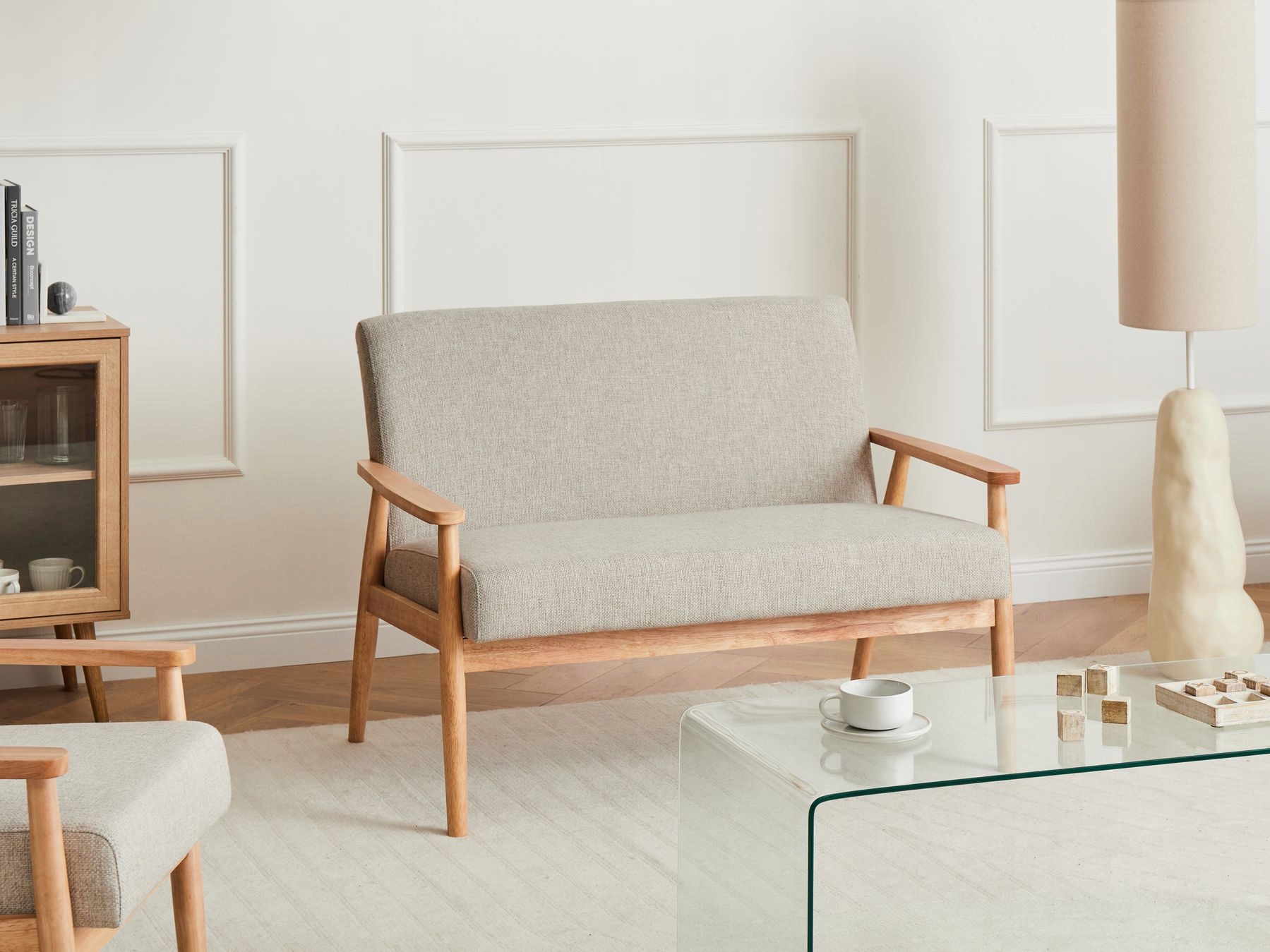 Sofa dla 2 osób ESRUM Jasny brąz/ szary – Komfort i styl w Twoim wnętrzu