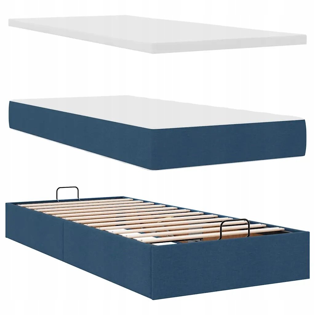 Rama łóżka otomana z materacami, niebieska, 180x200 cm – Komfort i styl w Twojej sypialni