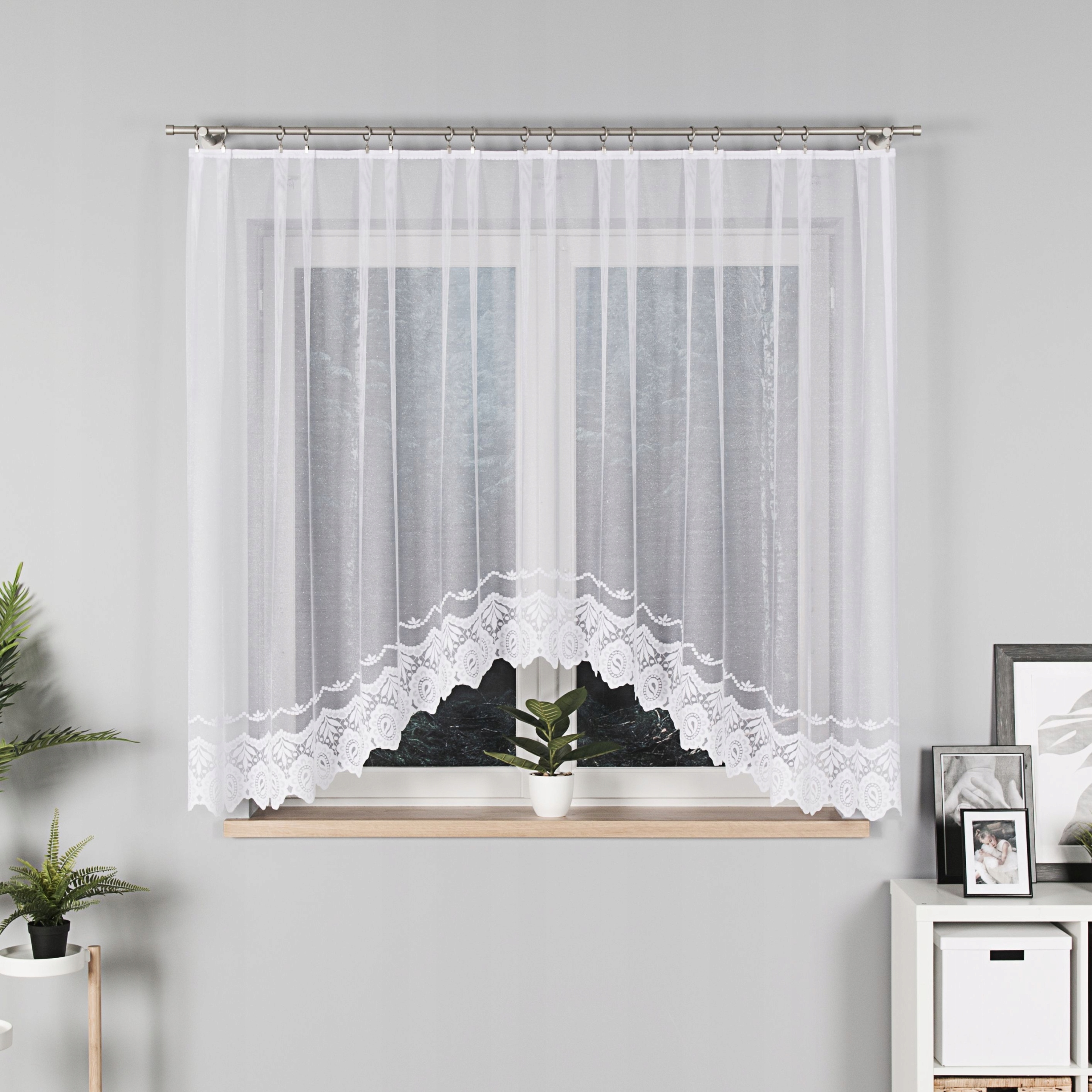 Firanka żakardowa Doriana - 160 / 300 - biała z błyskiem