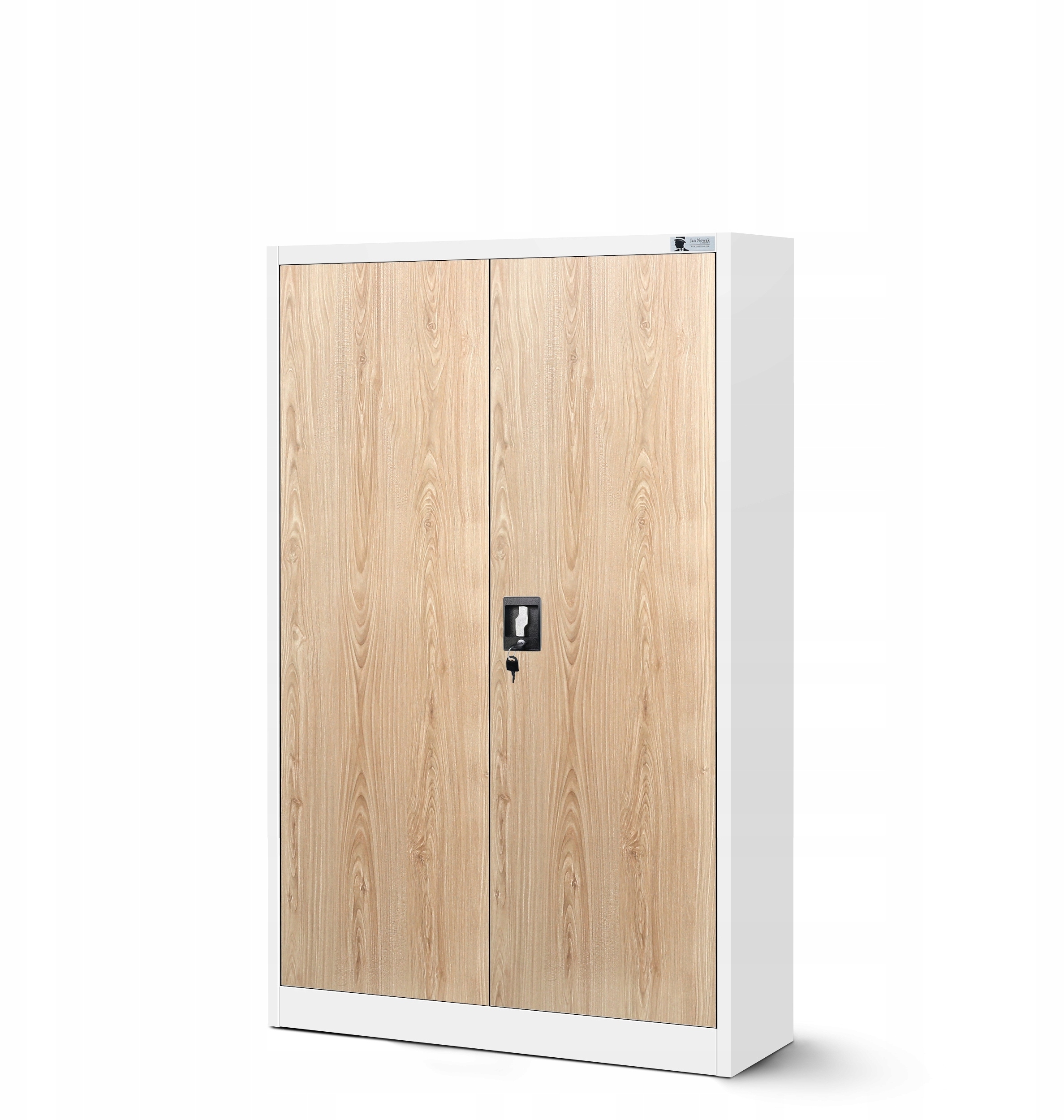 Szafa biurowa na dokumenty metalowa biała/dąb sonoma Eco* Design - KEVIN