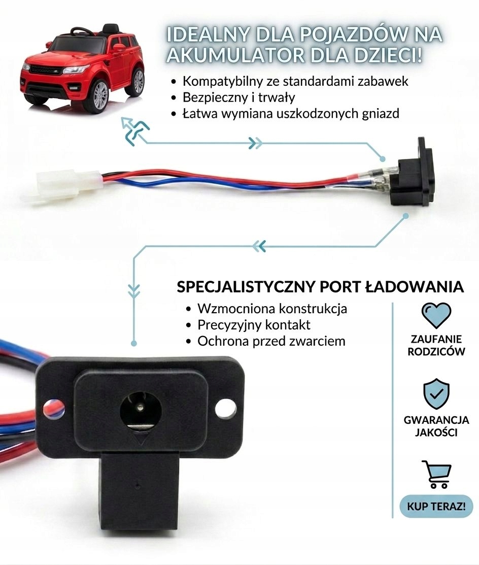 GNIAZDO ŁADOWANIA + WIĄZKA - Idealne rozwiązanie dla pojazdów na akumulator
