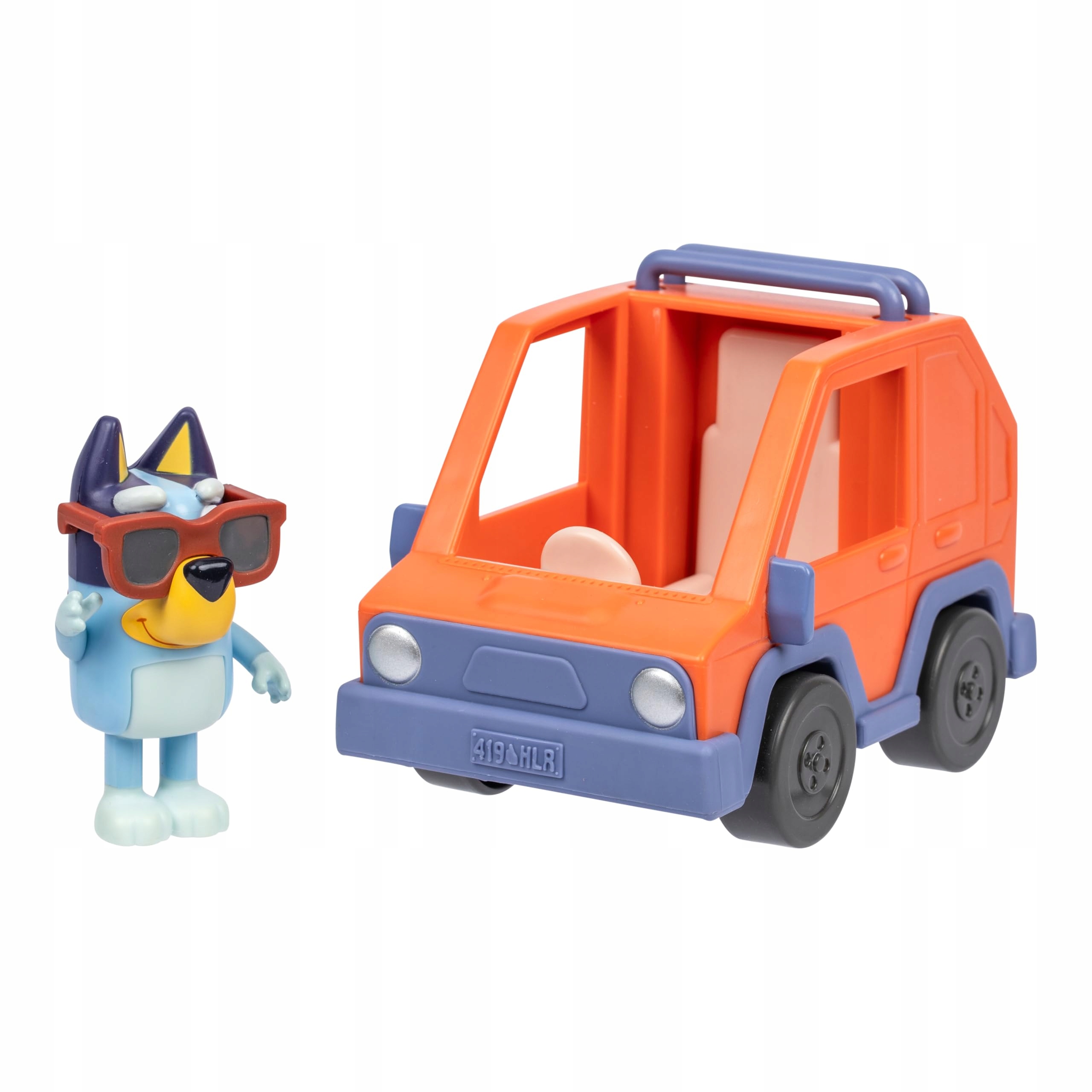 Zestaw zawiera figurkę Bluey i samochód terenowy 4WD