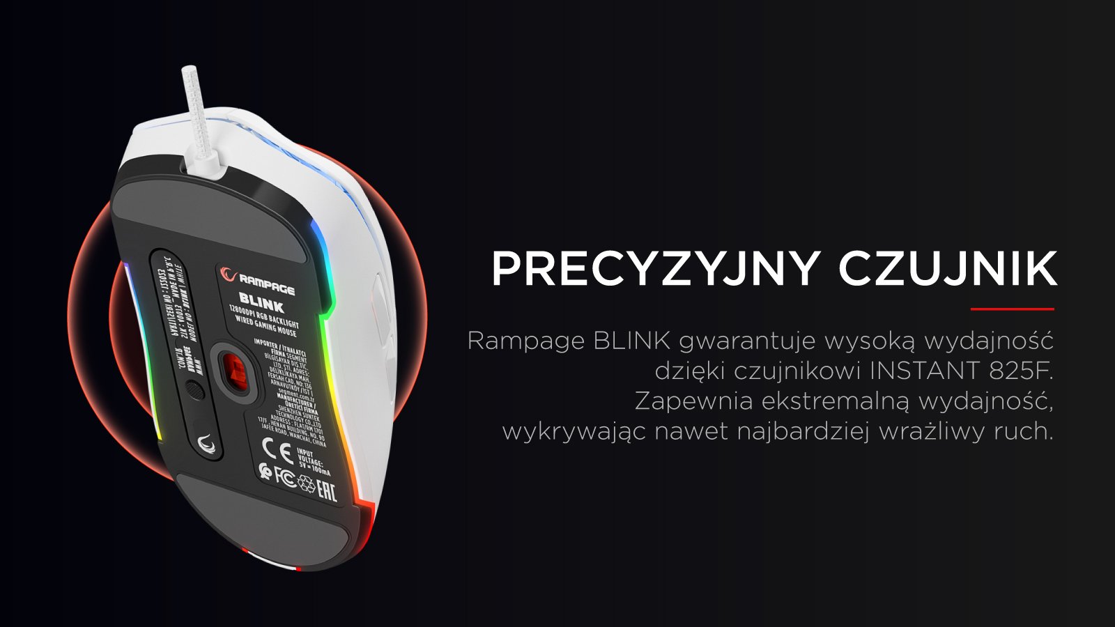 Rampage myszka przewodowa biała