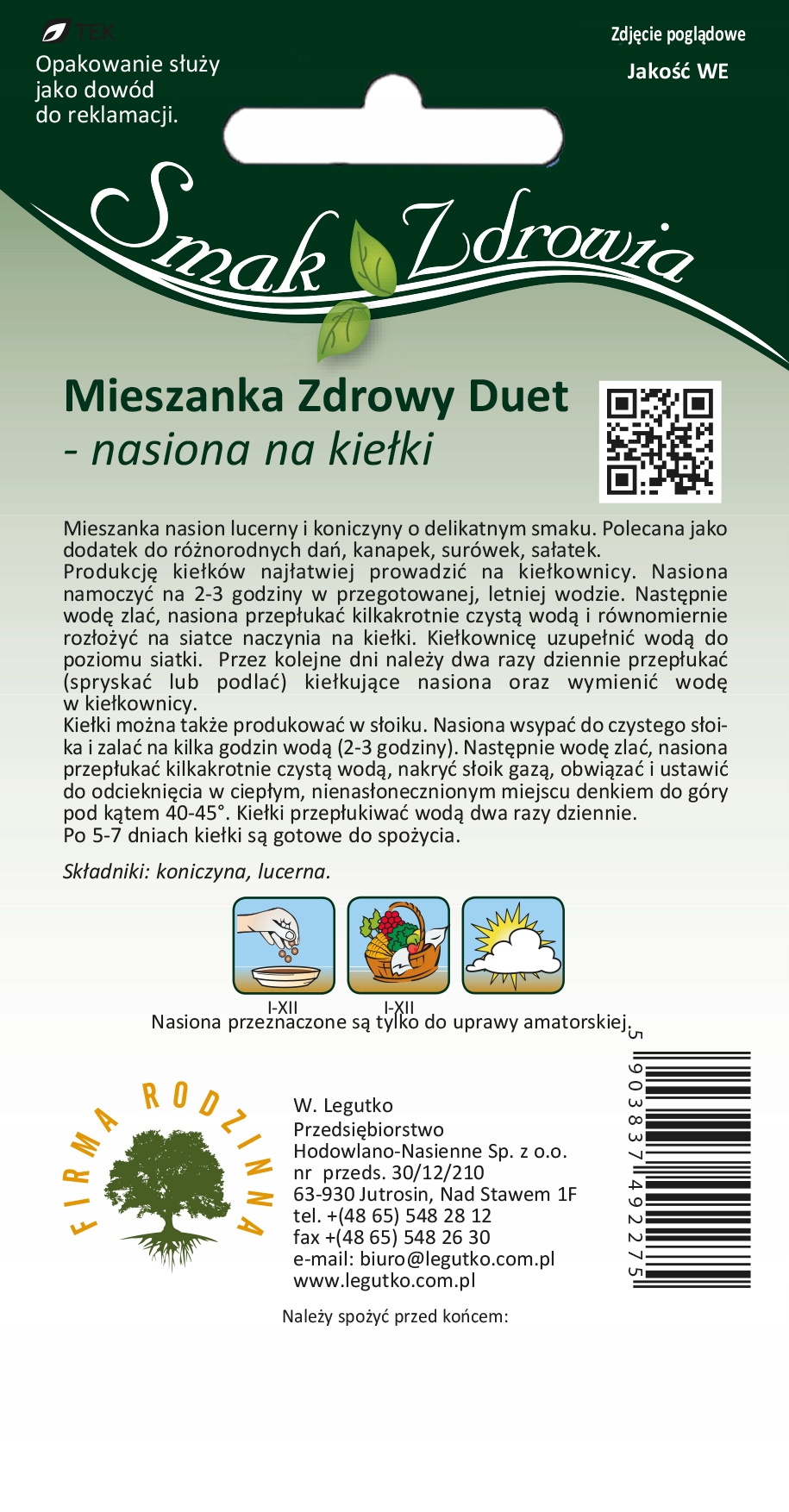 Łatwość w produkcji kiełków w kiełkownicy
