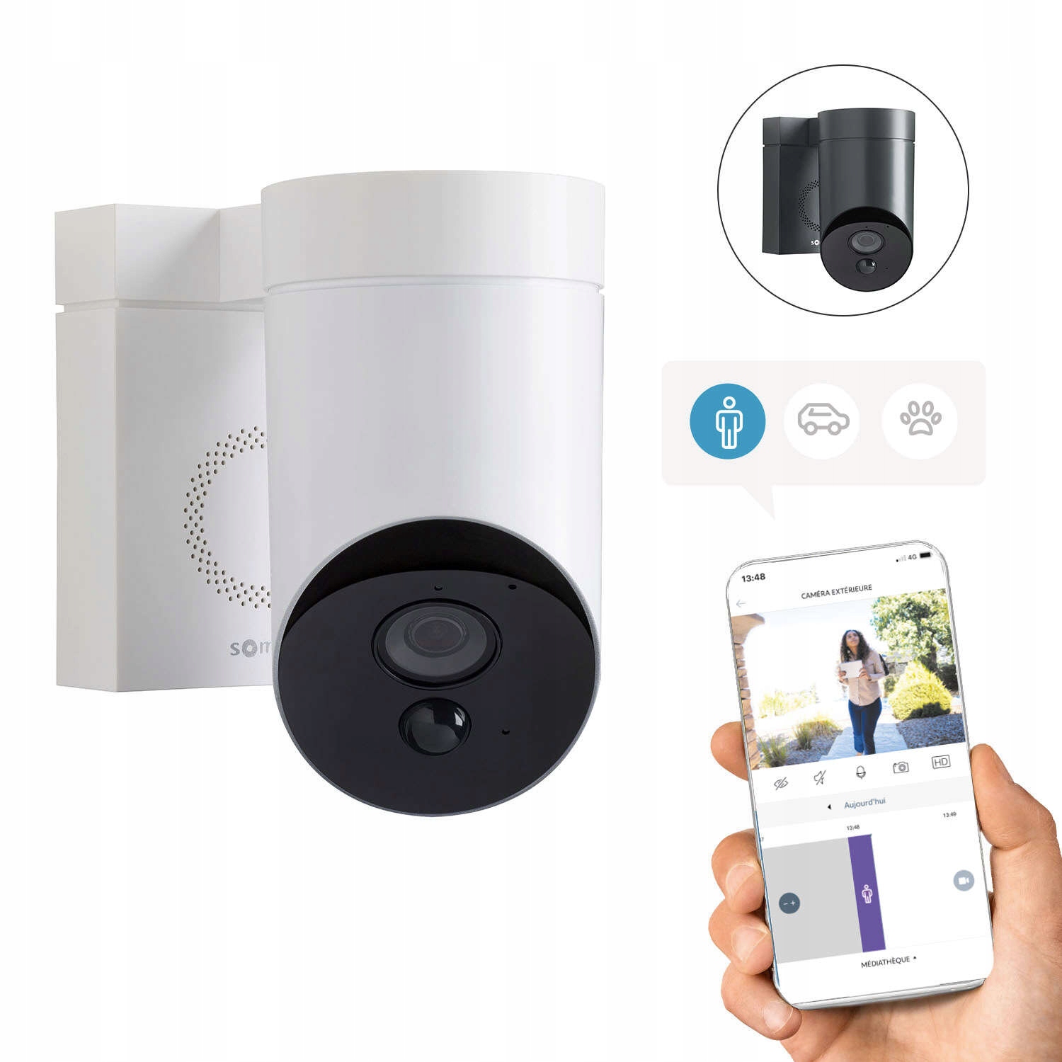 SOMFY Kamera V2 Biała – Zewnętrzna kamera Wi-Fi dla Twojego bezpieczeństwa