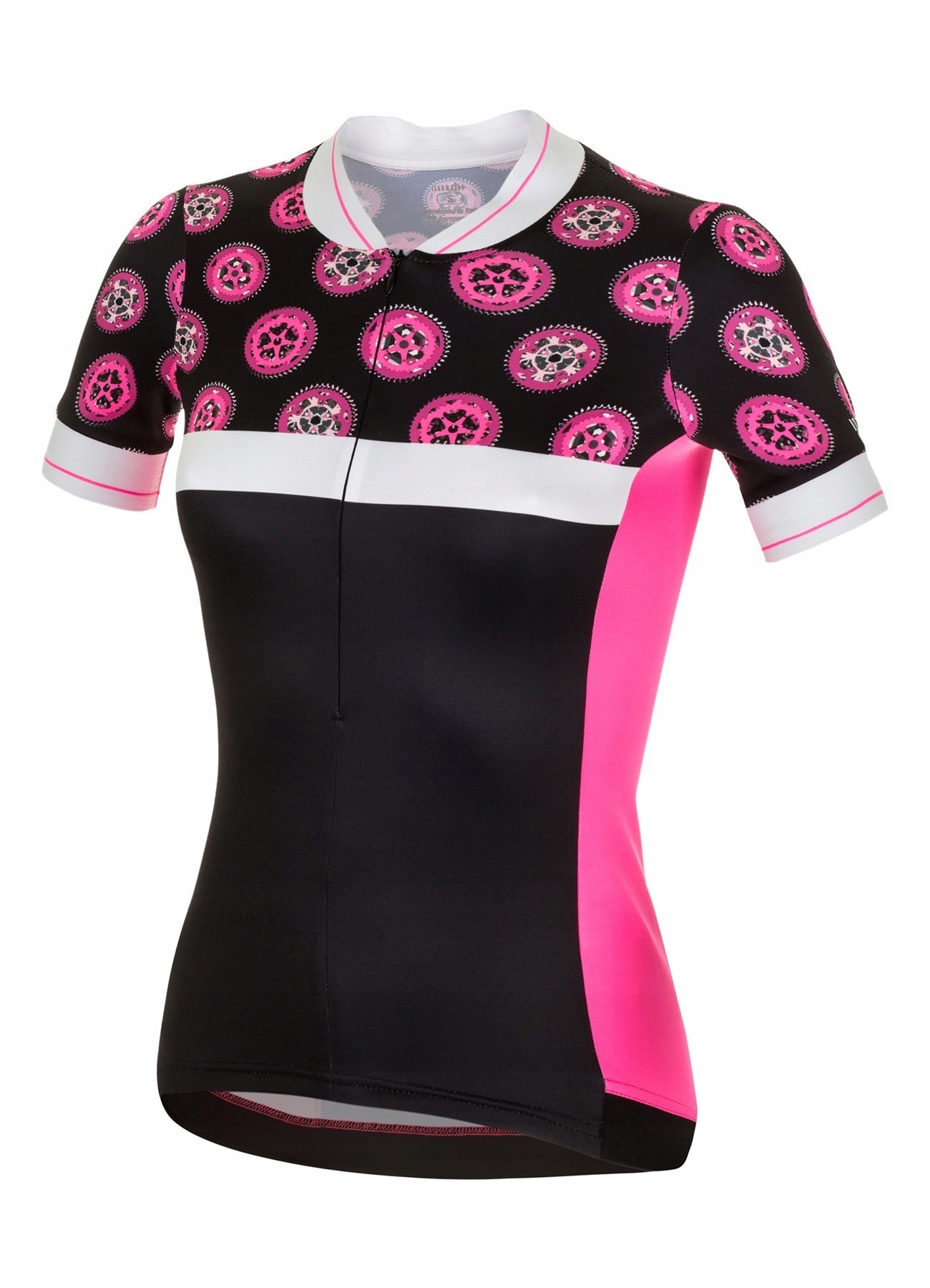 Damska koszulka rowerowa zeroRH+ Preppy W BLACK/FLUO PINK/WHITE - L – Komfort i styl na rowerze