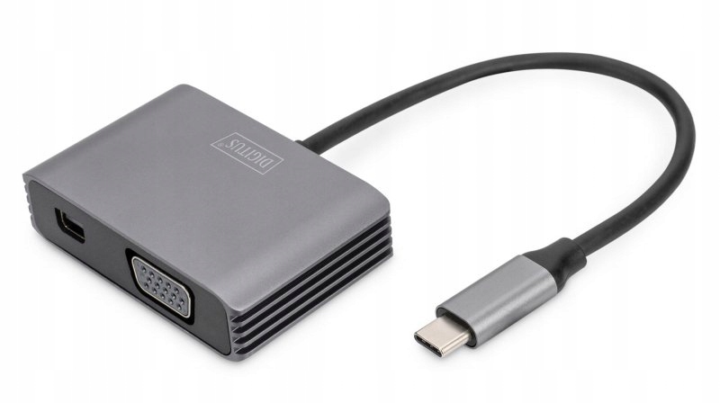 System przekazu sygnału AV Digitus 0.2M USB-C-MINIDP+VGA ADAPTER – Wysoka jakość obrazu i dźwięku