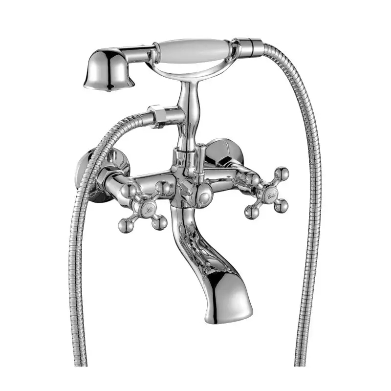 Bateria wannowa ścienna z natryskiem retro Stilo chrom – Elegancja w Twojej łazience