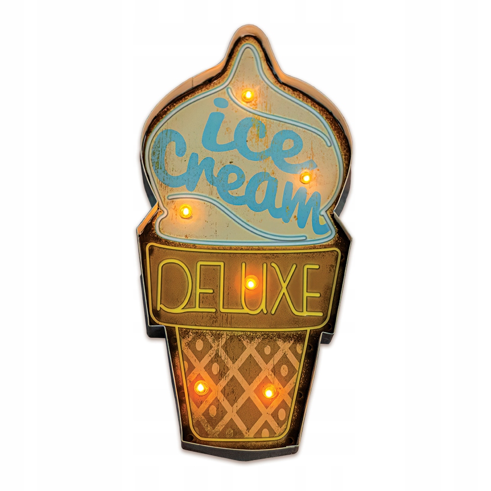 Znak Metalowy RETRO LED Ice Cream Forever Light – Stylowa dekoracja do Twojego wnętrza