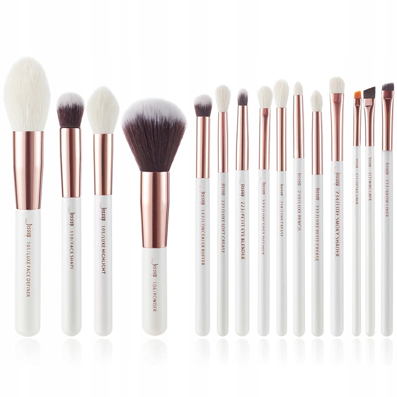 Elegancki design z drewnianymi trzonkami w kolorze białym i różowego złota