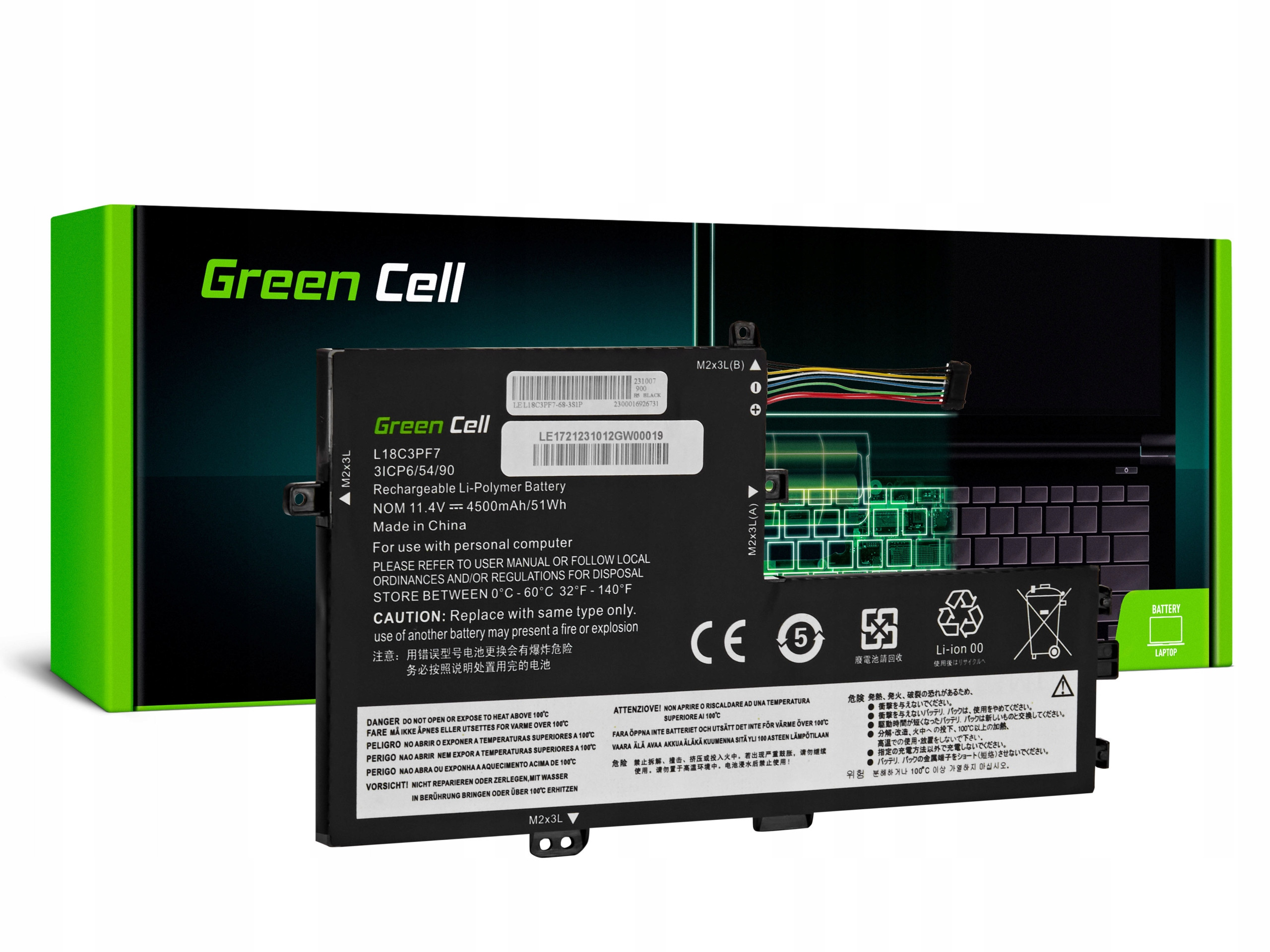 Bateria Green Cell L18C3PF7 11.4V 4500mAh – Idealne zasilanie dla laptopów Lenovo