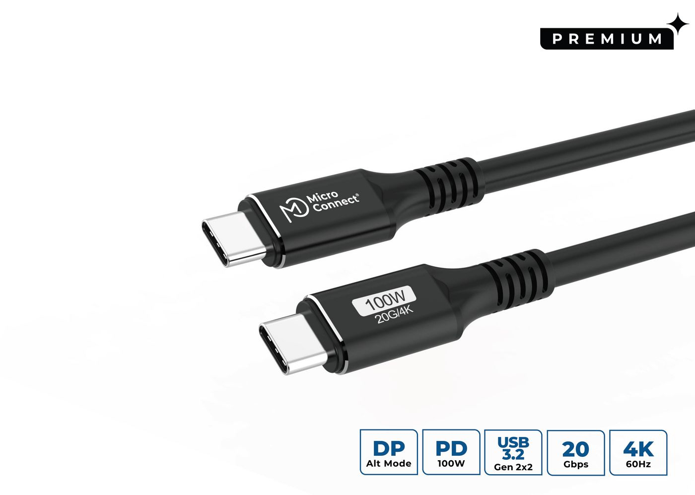MicroConnect USB-C - USB-C 4 m Czarno-szary (USB3.2CC4) – Szybka i wydajna transmisja danych