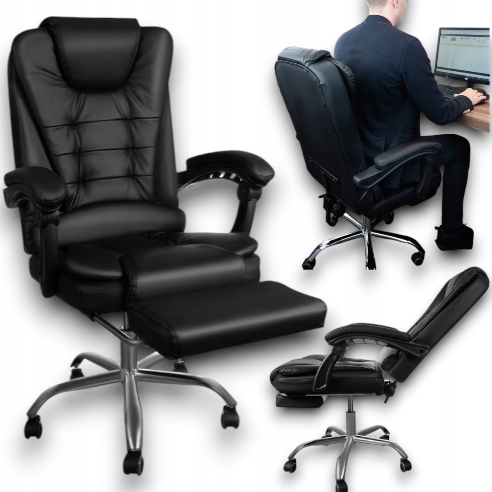 Fotel obrotowy z funkcją leżenia Eko Skóra – Komfort i elegancja w Twoim biurze