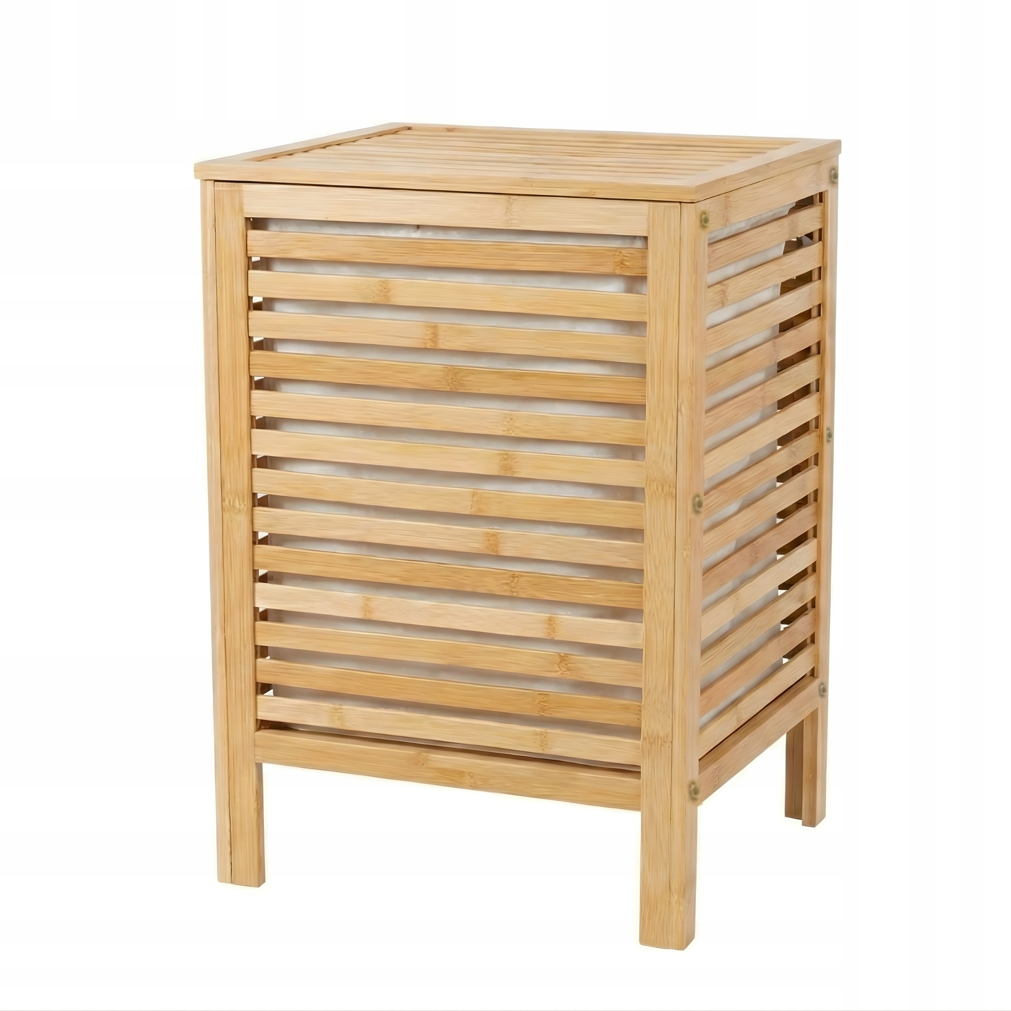 Bambusowy kosz na pranie z pokrywą i wyciąganym workiem LUND, 60 L – Praktyczne rozwiązanie do Twojego domu