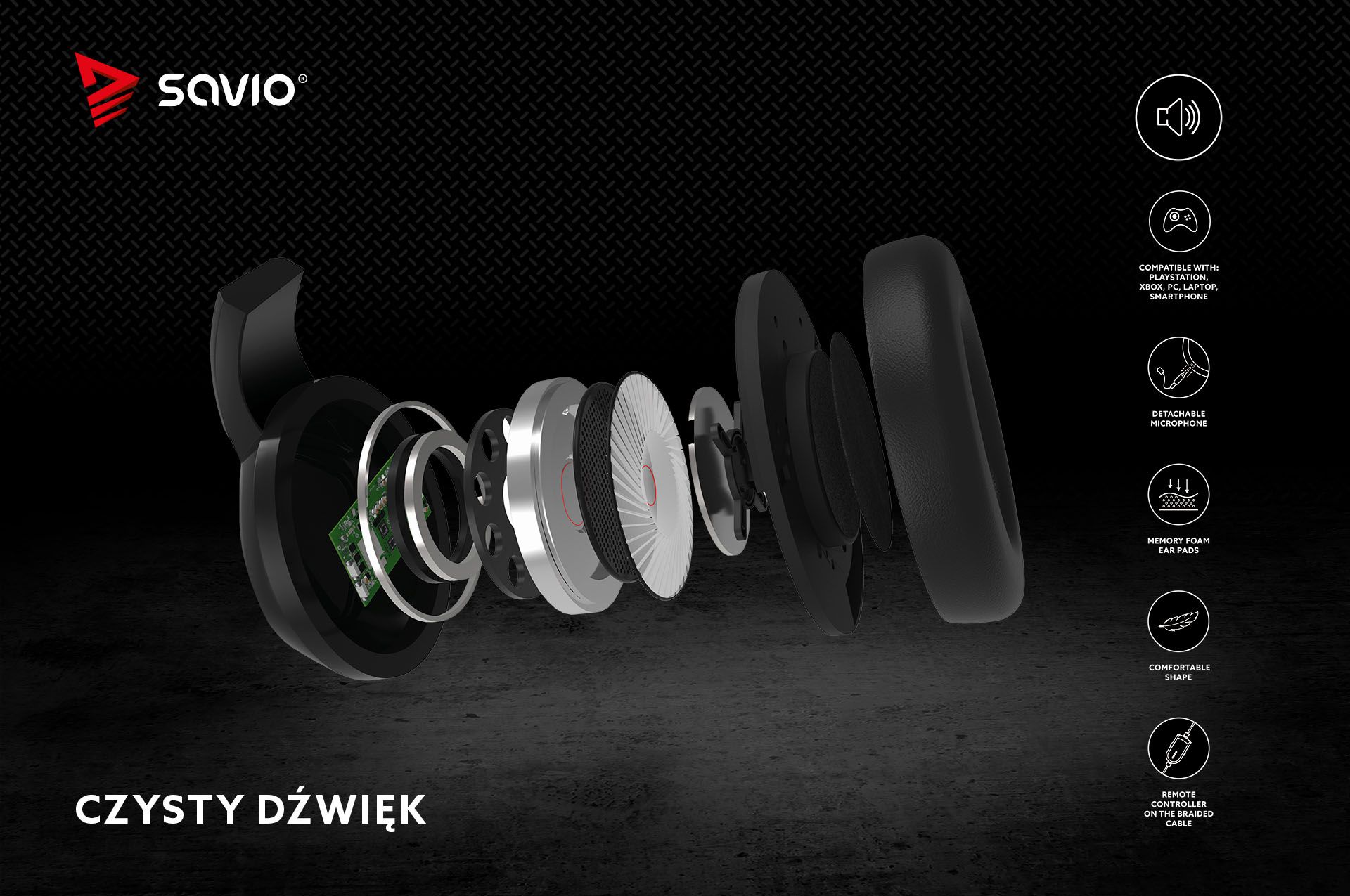Słuchawki gamingowe z mikrofonem Savio NEXUS