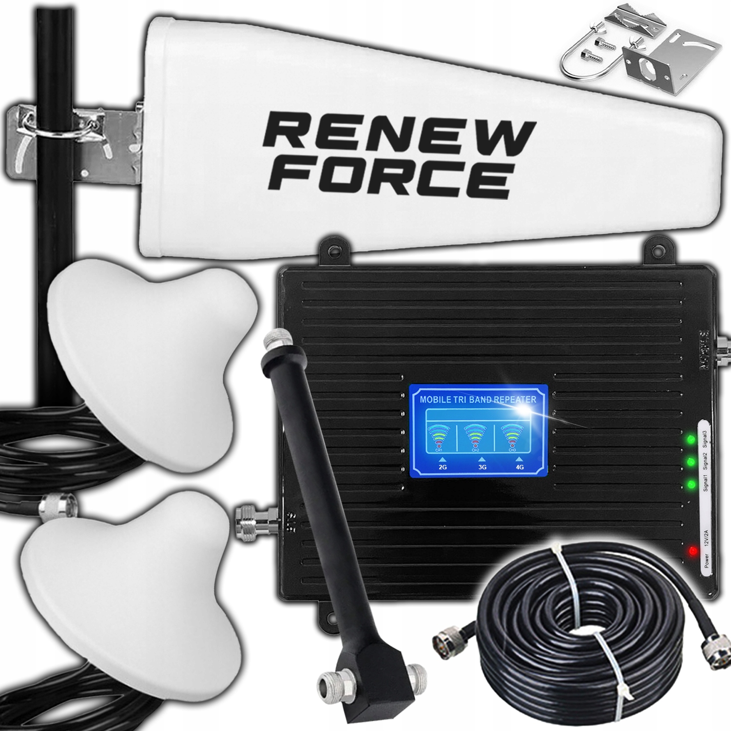 Zestaw anten i akcesoriów w komplecie