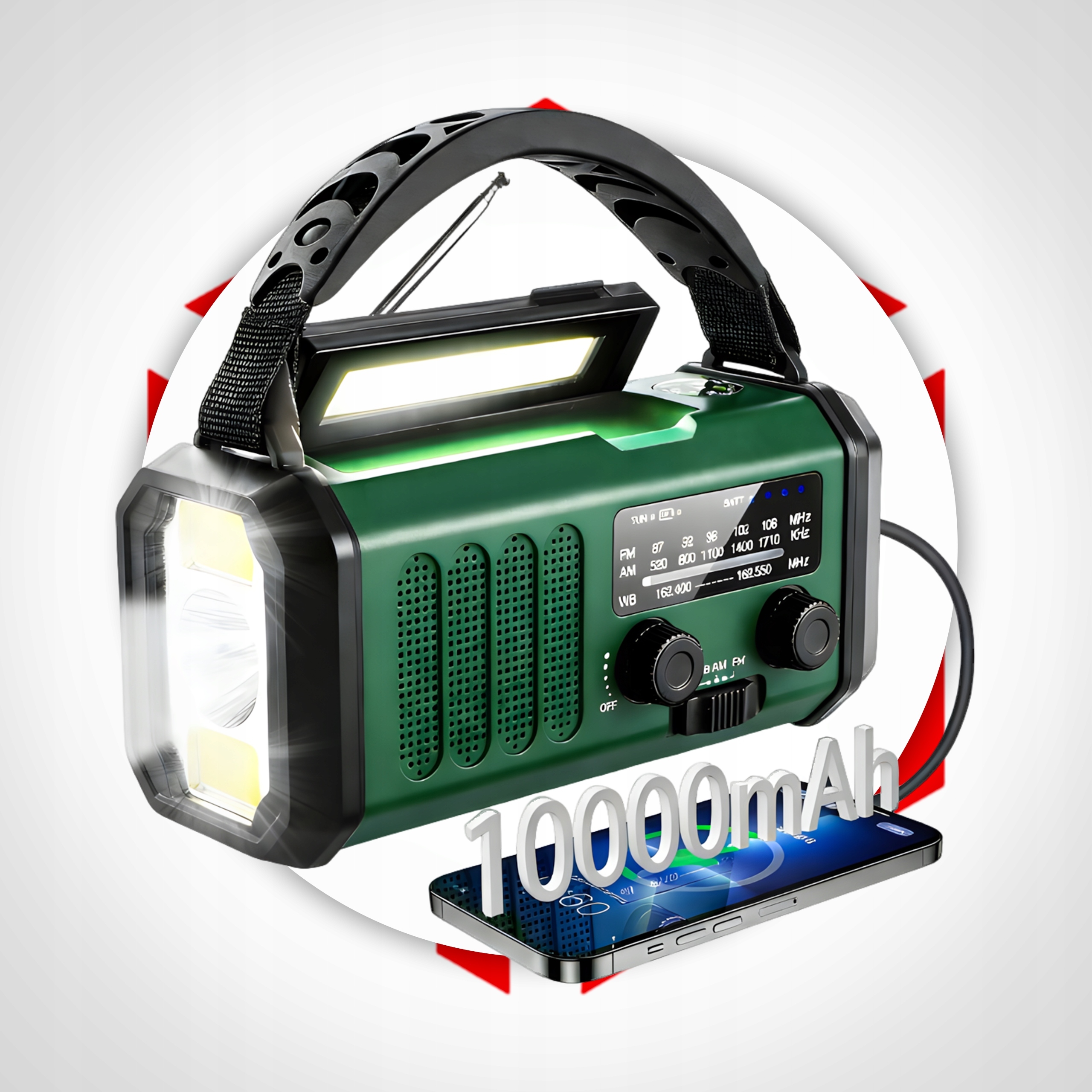 Radio survivalowe solarne dynamo Powerbank 10000mAh – Niezawodny towarzysz w terenie