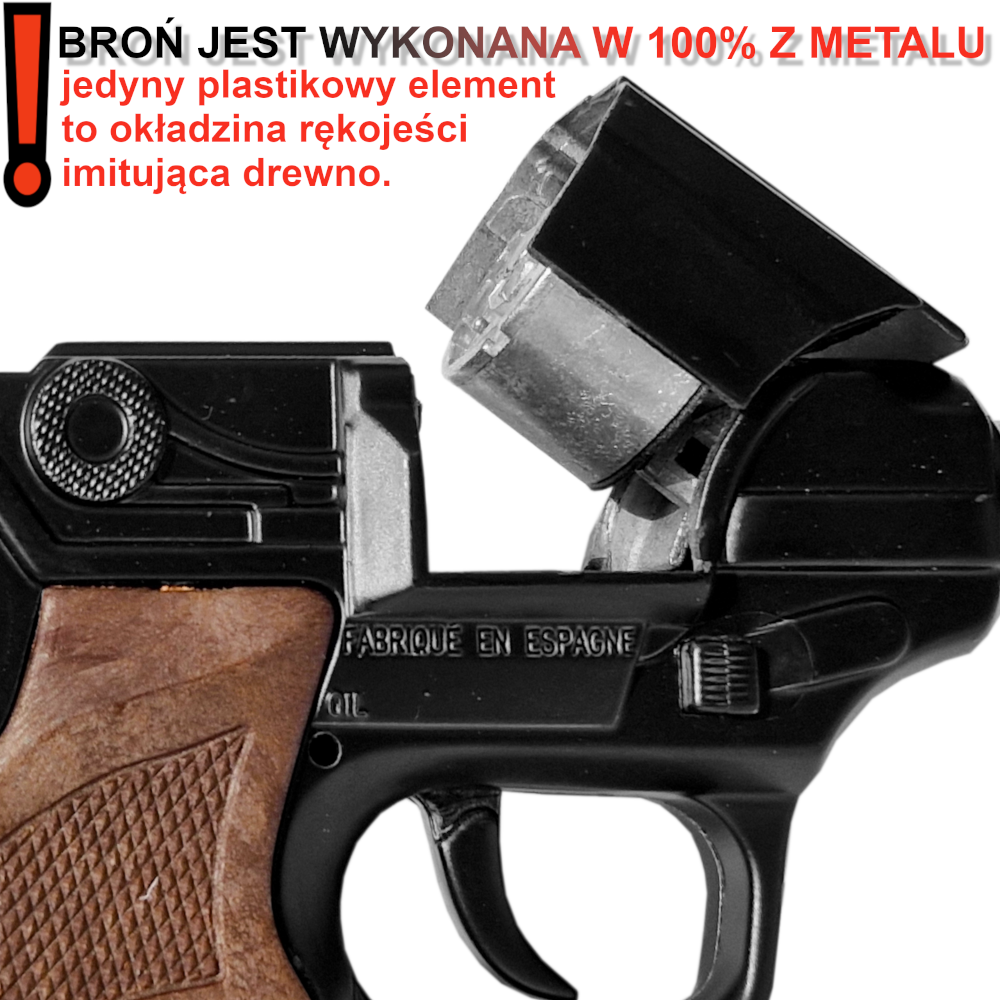 GONHER Hiszpański Metalowy Pistolet Parabellum LUGER Na Kapiszony 8-Strzałowy TOMDORIX