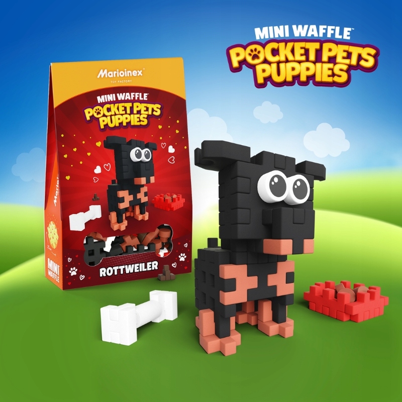 Marioinex Mini Waffle Pocket Pets Puppies Rottweiler – Zabawka, która rozweseli każde dziecko