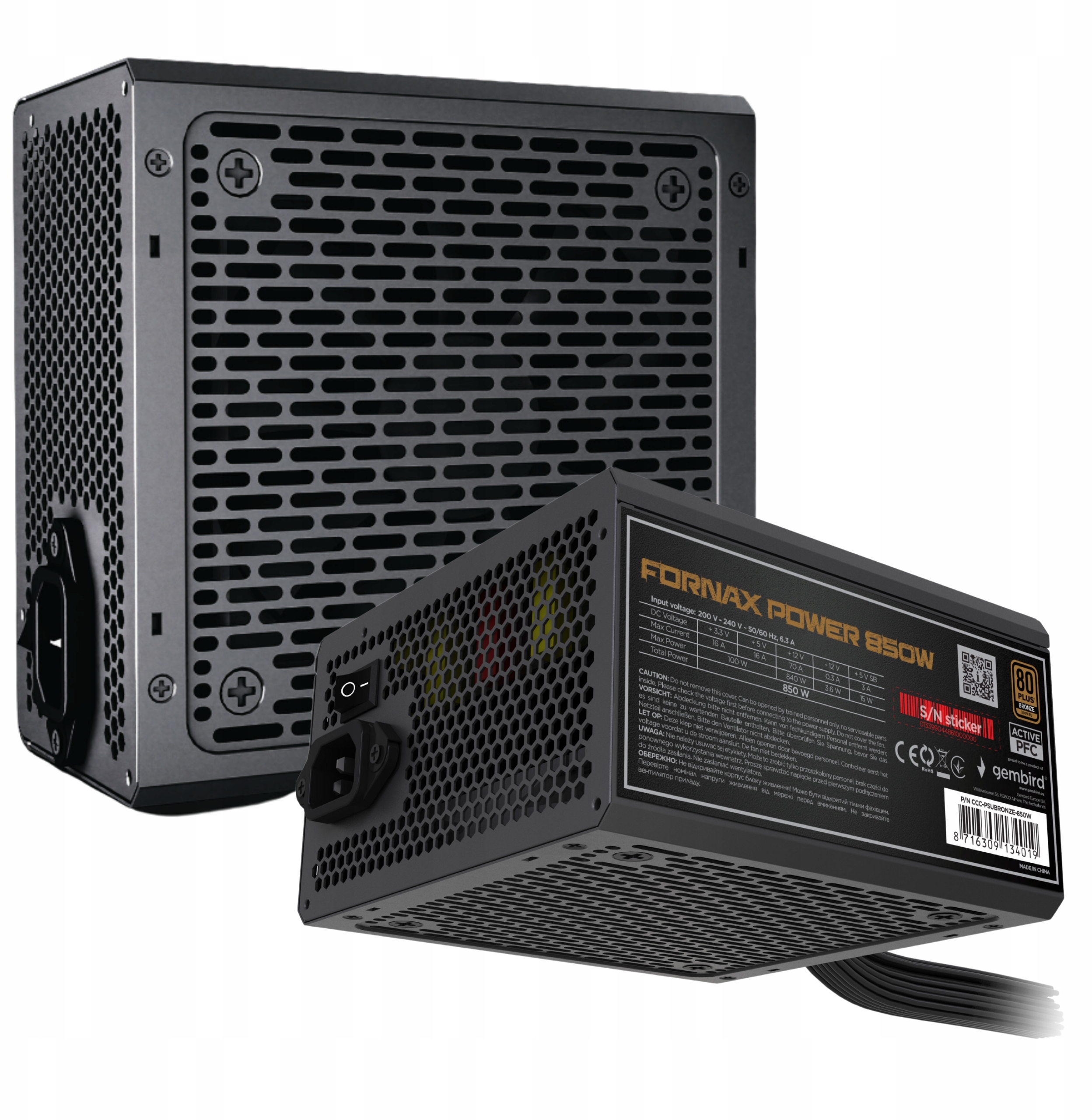 GEMBIRD Zasilacz ATX 850W – Niezawodna moc dla Twojego komputera