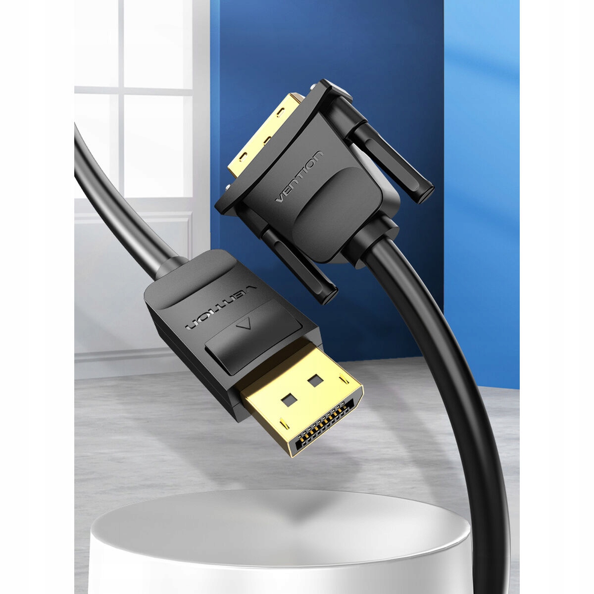 Kabel DP do DVI 1m/Black HAFBF Vention – Idealne połączenie dla Twojego komputera