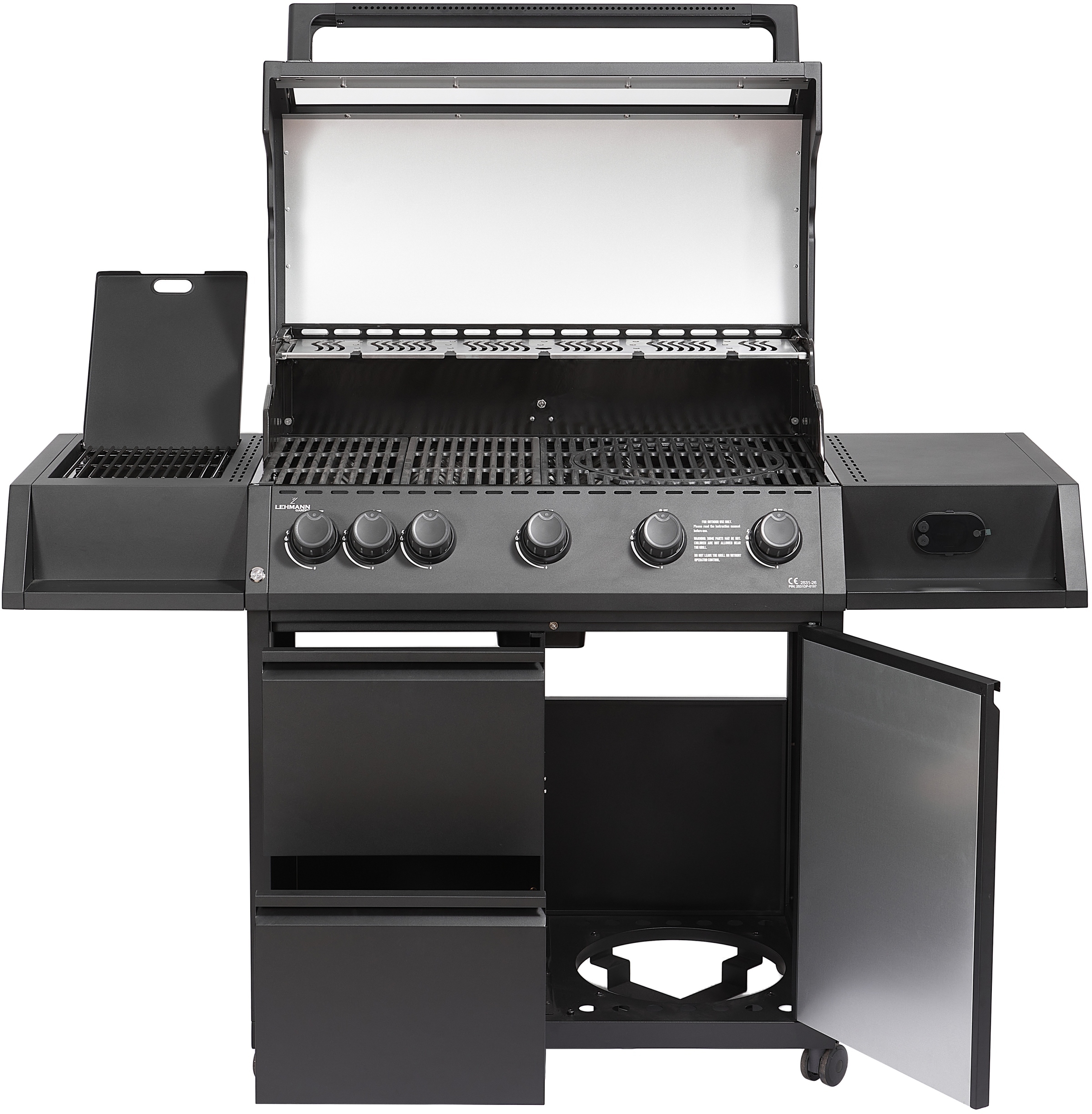 Grill gazowy Ogrodowy ŻELIWNY LEHMANN 5+1 premium 20,5 kW + szafka na butlę Stan opakowania oryginalne