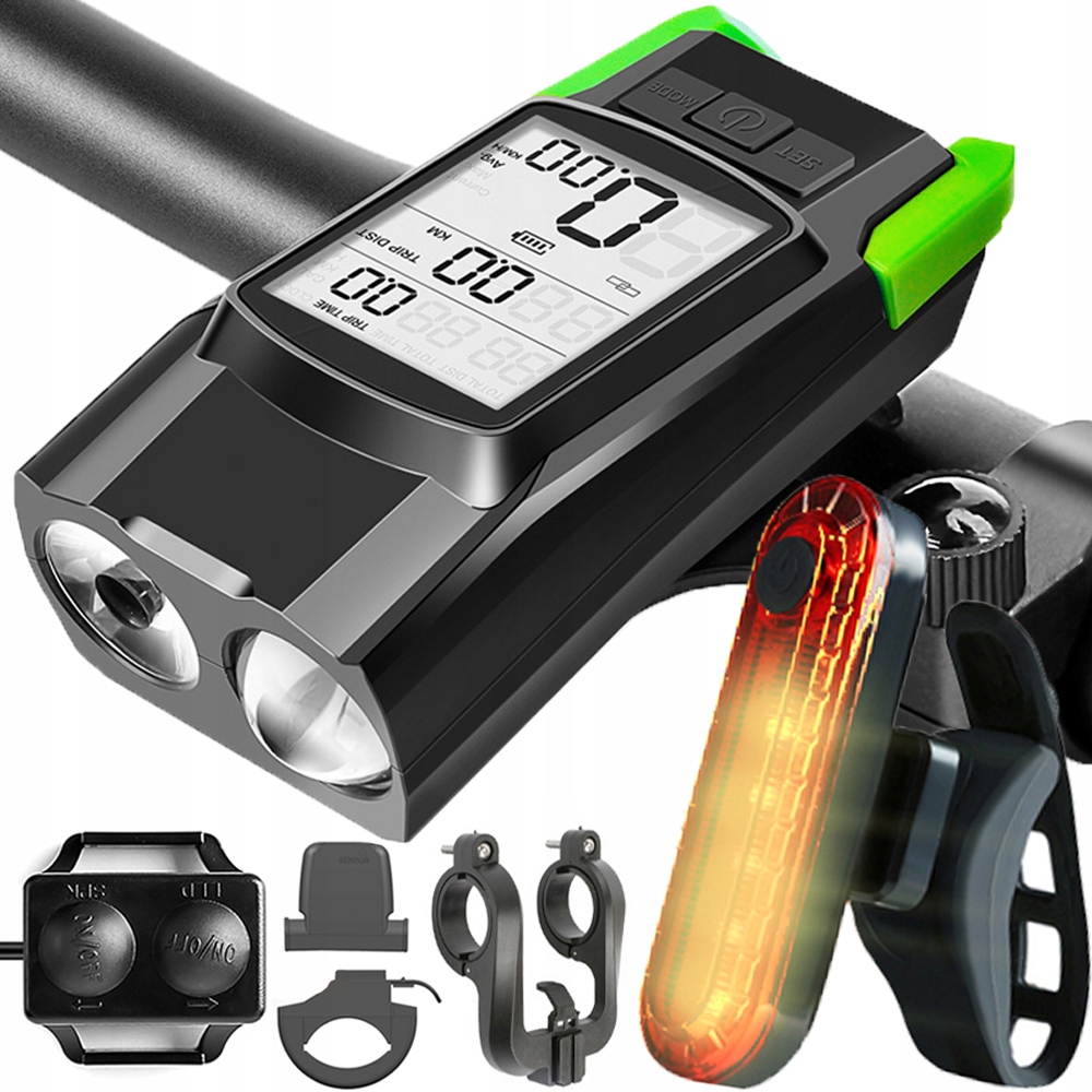 Licznik rowerowy z lampką + lampka tylna BK-1718B – Twoje niezawodne wsparcie na trasie