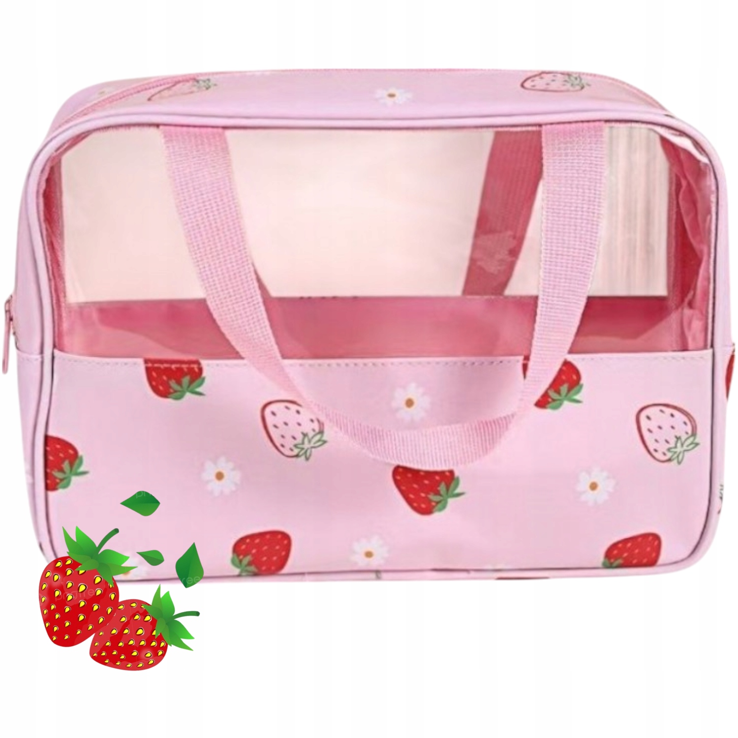 Ecarla Kosmetyczka Rozkładana Przenośna Kuferek Rozmiar M 31x10x20cm Truskawki KS148 – Stylowy Organizer na Kosmetyki