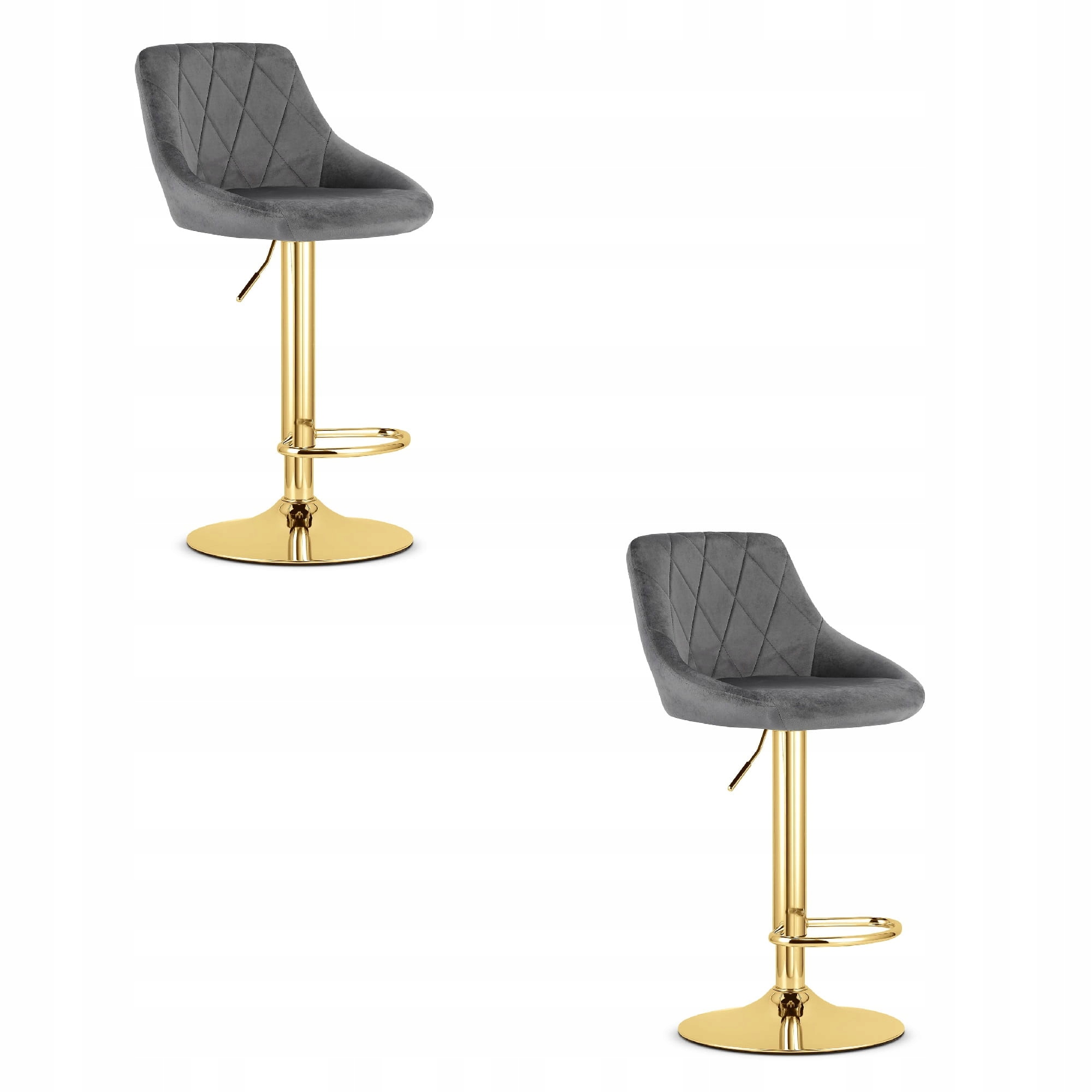 Hoker KAST - aksamit szary / baza złota x 2 – Elegancja i komfort w Twoim wnętrzu