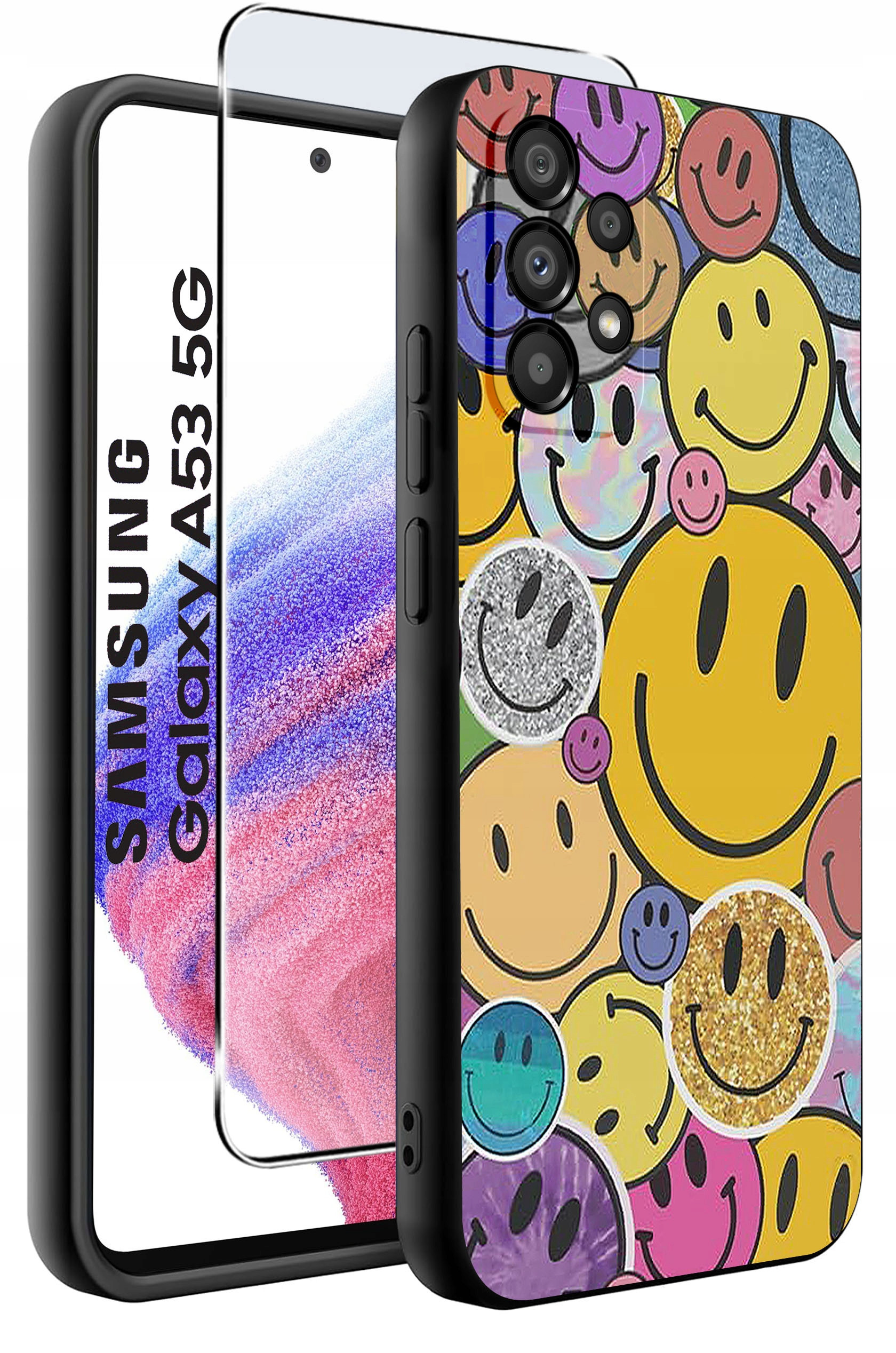 ETUI do Samsung Galaxy A53 5G WZORY | SILIKONOWE MATT CASE + SZKŁO HARTOWANE 9H