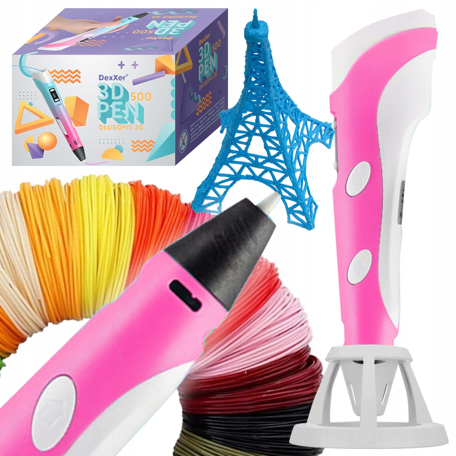 Długopis 3D Różowy 3D Pen 500 – Twórz w trójwymiarze z łatwością