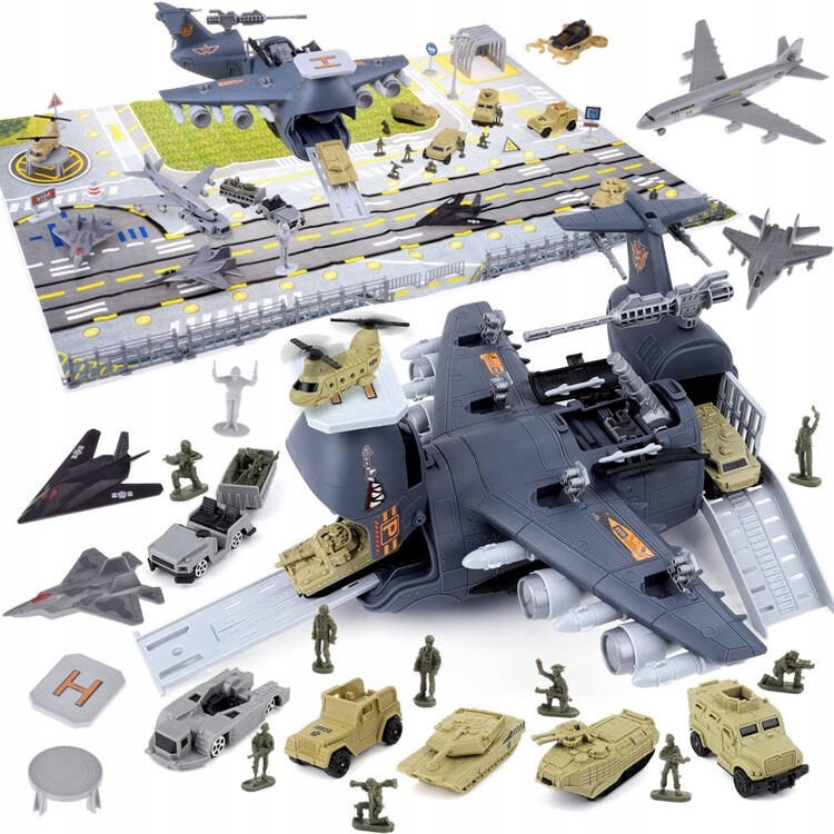 Duża baza wojskowa lotnisko samolot mata lotniska ZA4777 – Idealna zabawa dla małych strategów