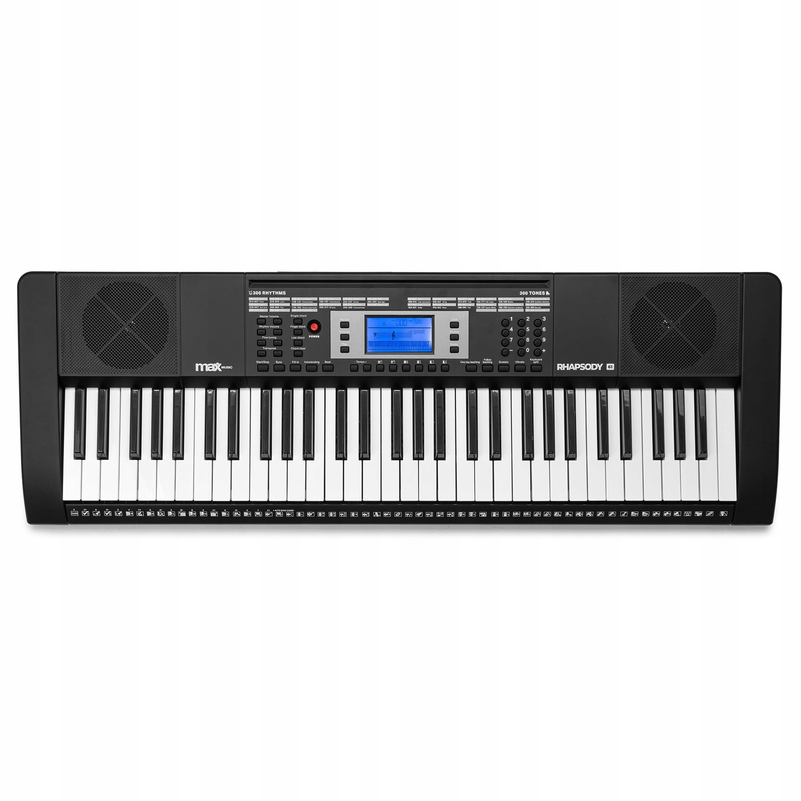 Zestaw: Keyboard 61-klawiszy bateryjny + statyw + ławka + słuchawki Rhapsody61 Max – Idealny dla każdego muzyka