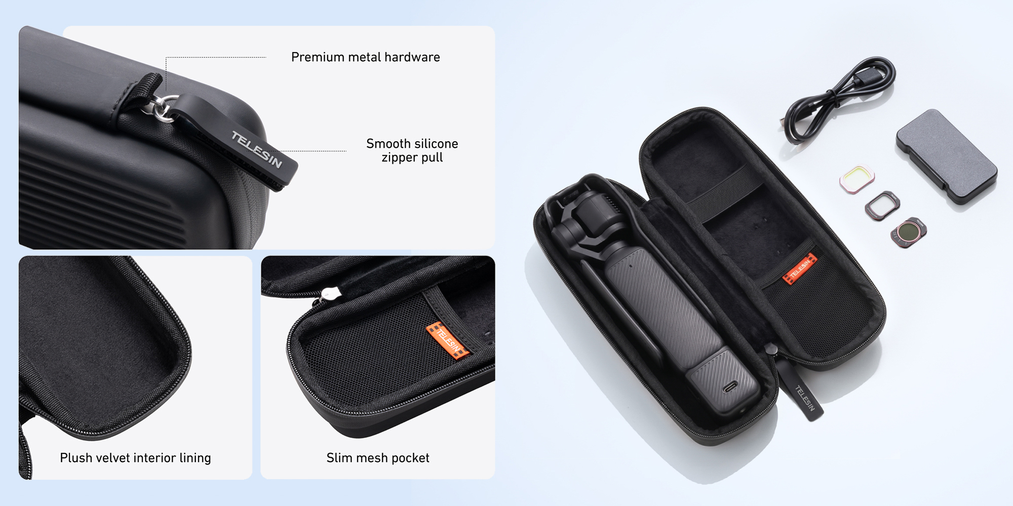 width=100% Etui Telesin S6-PRC-26BK-TDJ do kamer DJI Osmo Pocket