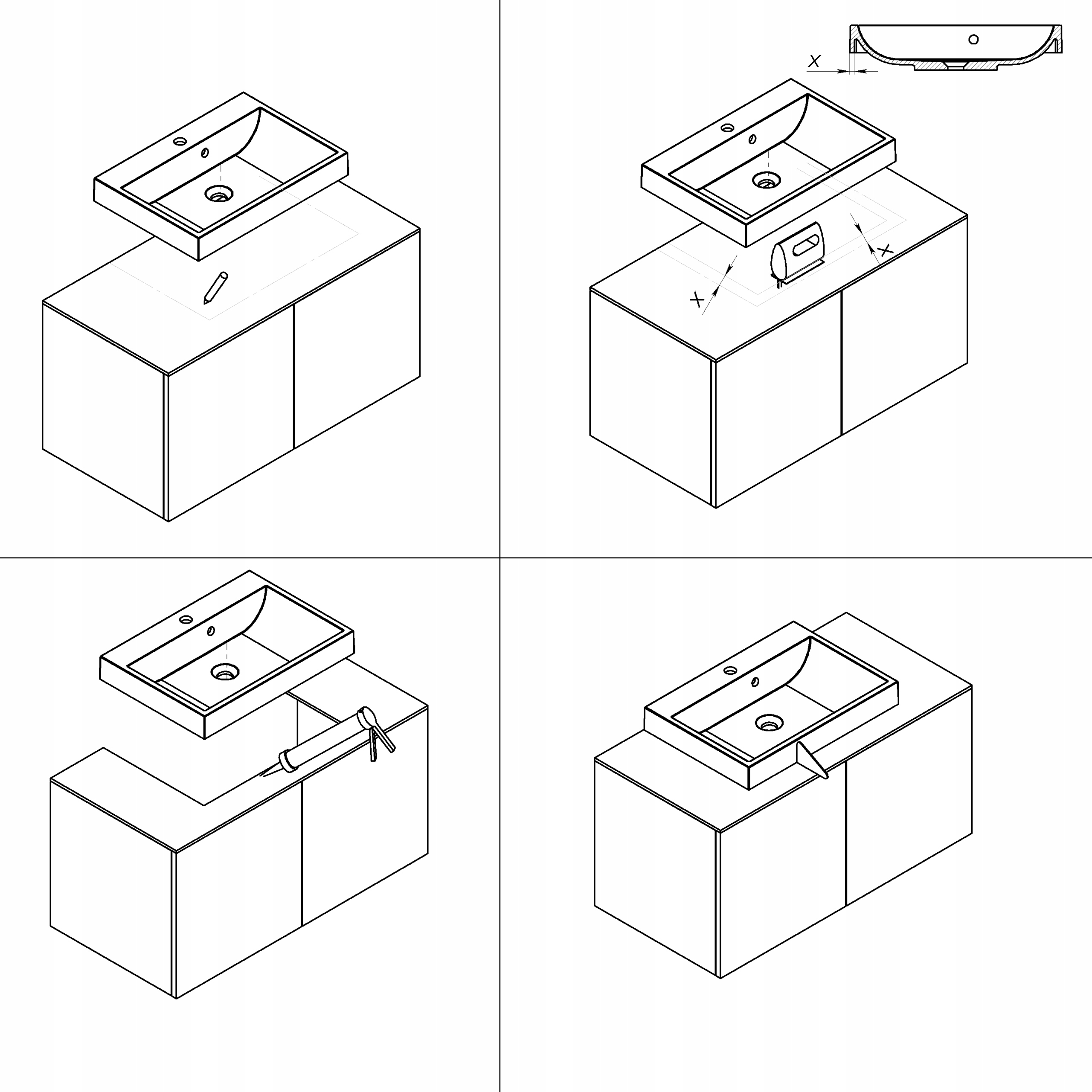 Wymiary i instalacja umywalki OCEAN 700