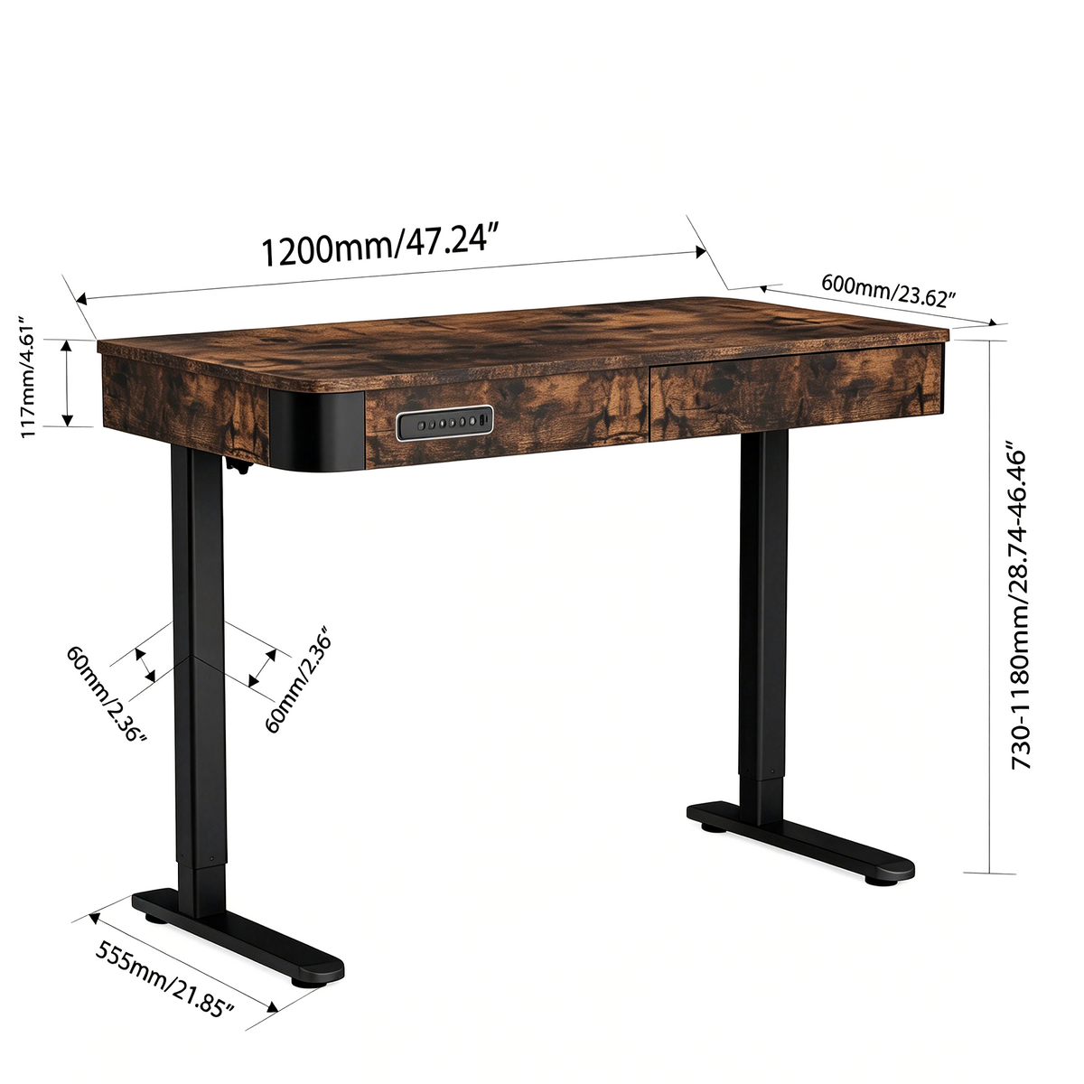 Przestronny blat 120 × 60 cm – idealny do pracy i nauki