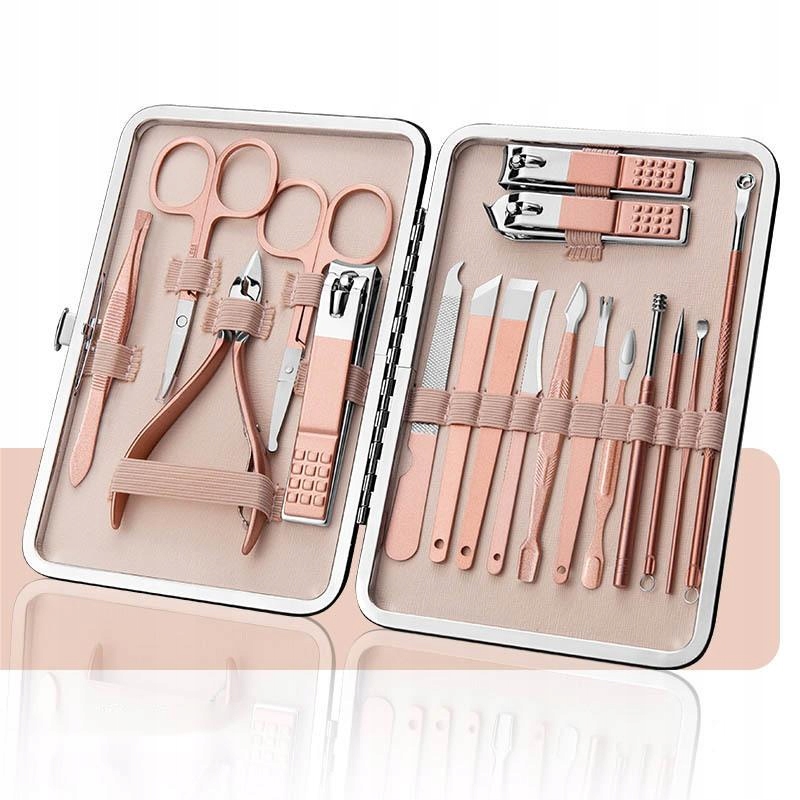 Elegancki zestaw do manicure i pedicure – 18 narzędzi w modnym etui