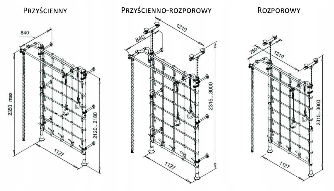 Sposoby montażu: przyścienny, rozporowy i przyścienno-rozporowy