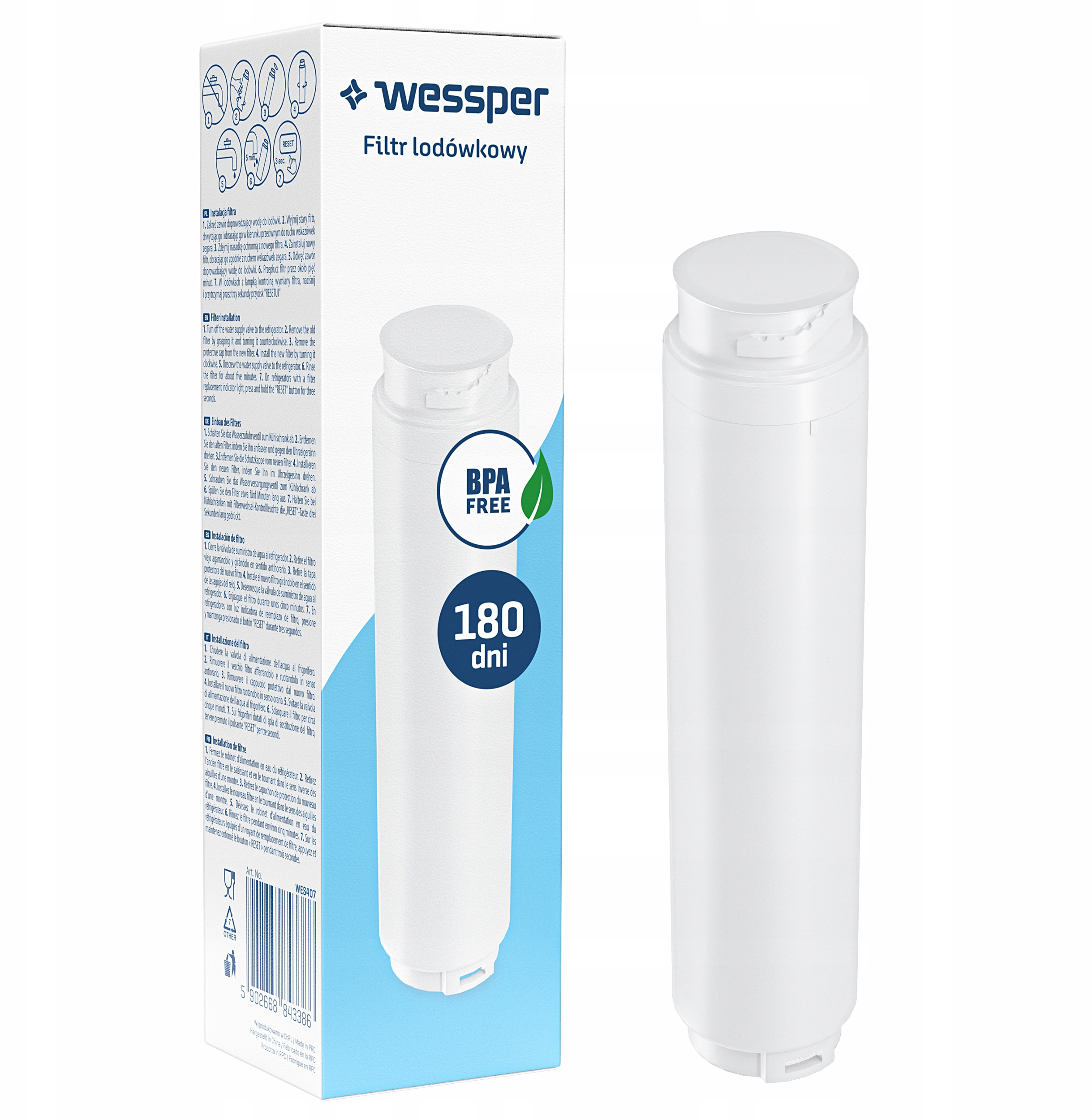 Filtr wody Wessper do lodówek Bosch, Siemens (WES407) – Czysta woda w Twoim domu