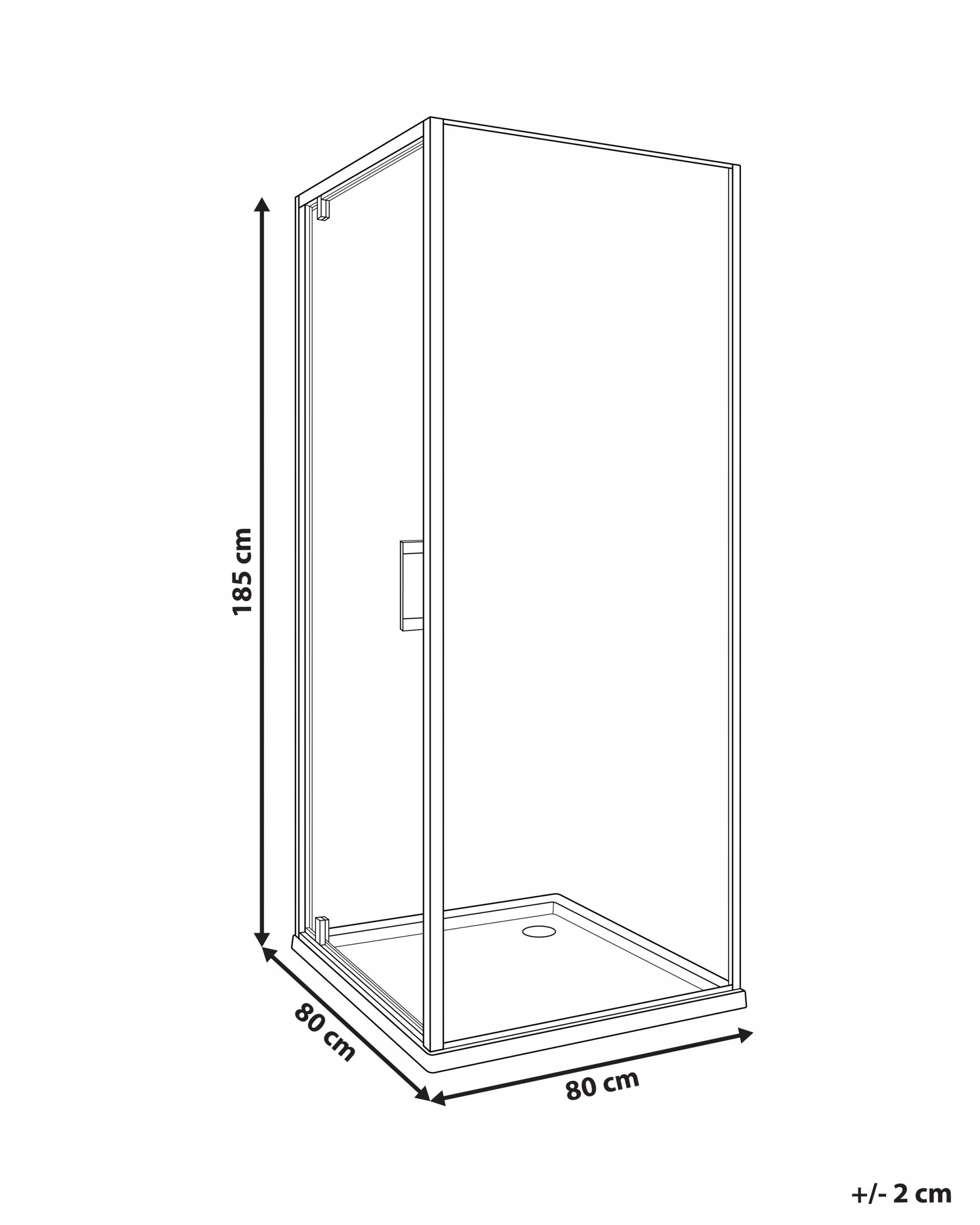 Wymiary i specyfikacja techniczna kabiny prysznicowej DARLI 80 x 80 x 185 cm
