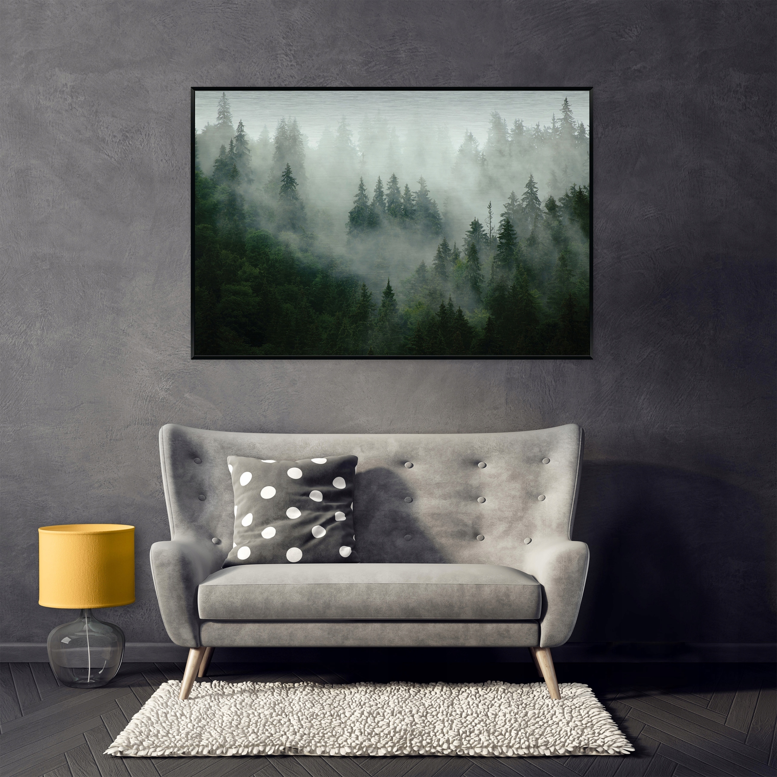 Obraz W Ramie Na Metalu Las we mgle Natura Do Sypialni Salonu 150x100 – Nowoczesna dekoracja do Twojego wnętrza