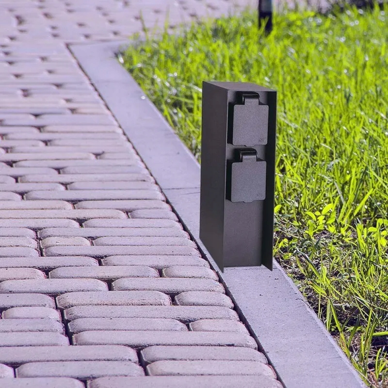 Słupek Ogrodowy V-TAC 2 Gniazda 2x16A 23cm 3600W IP54 Grafit VT-1196 – Idealne rozwiązanie do ogrodu