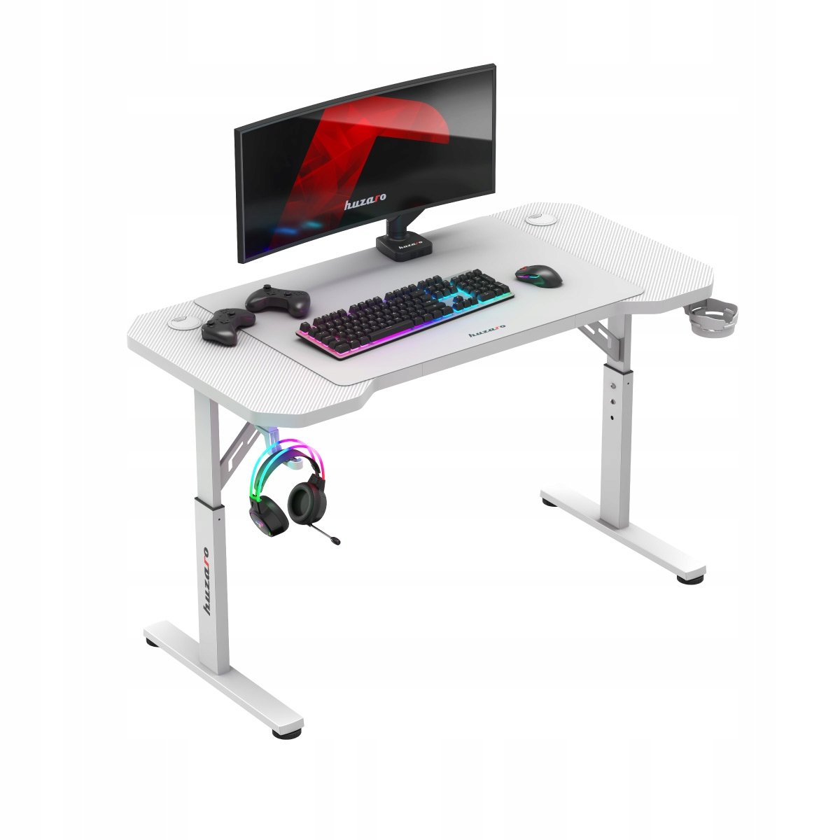 Biurko Huzaro Hero 2.6 White – Idealne biurko gamingowe z regulowaną wysokością